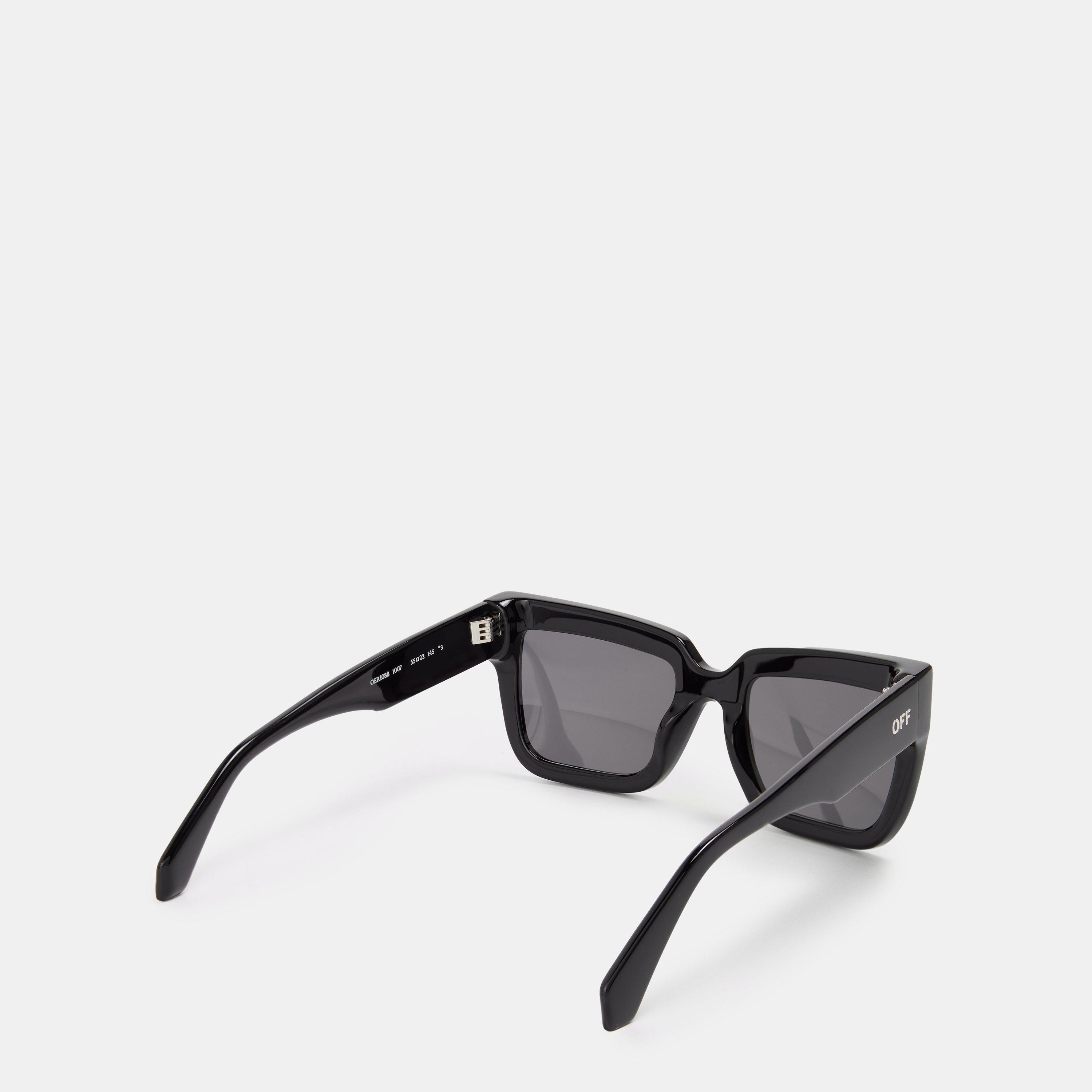 Black/Dark Grey - Off White - Unisex Square Sunglasses, Square Design - 2