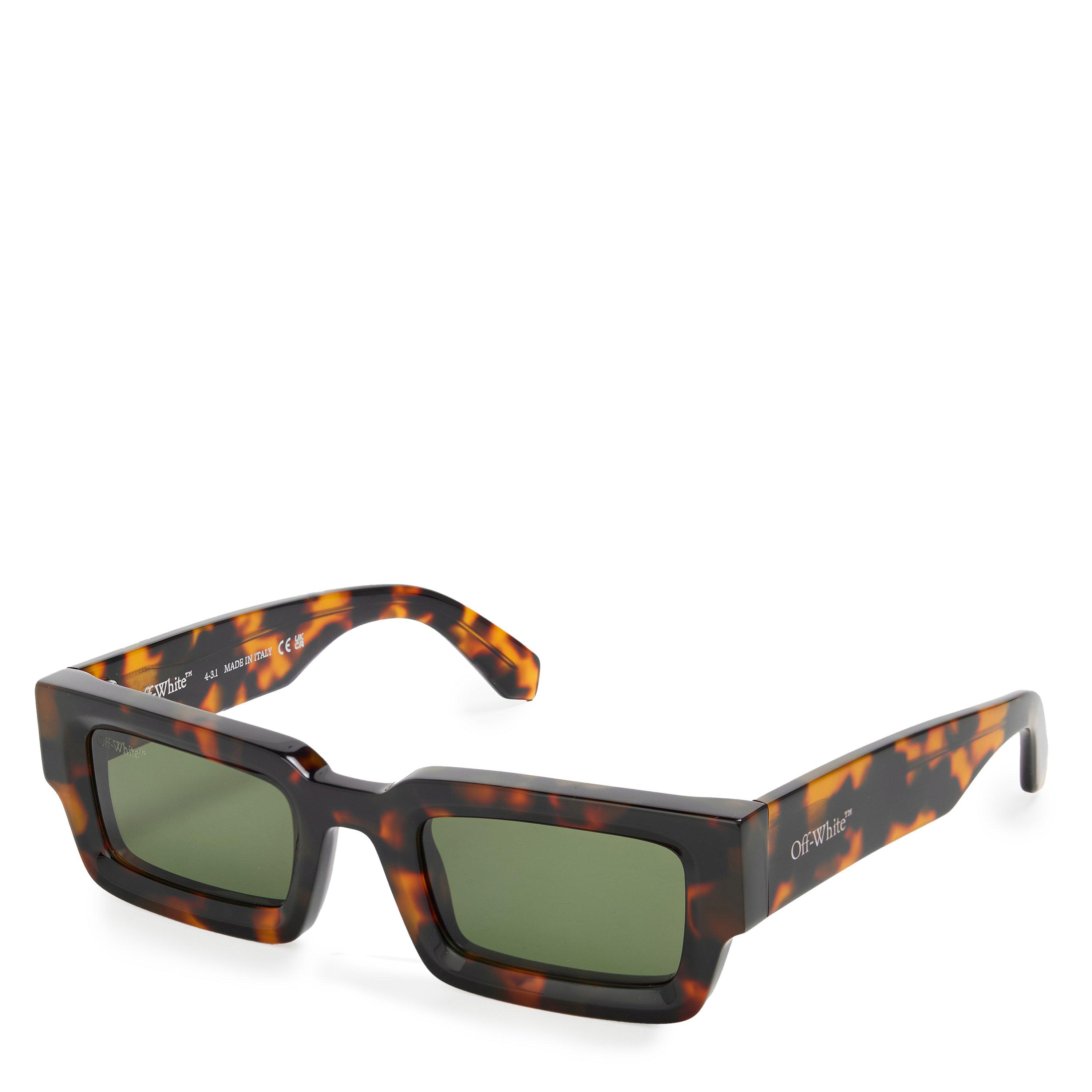 Off White Geometric Square Sunglasses - Havana/Green