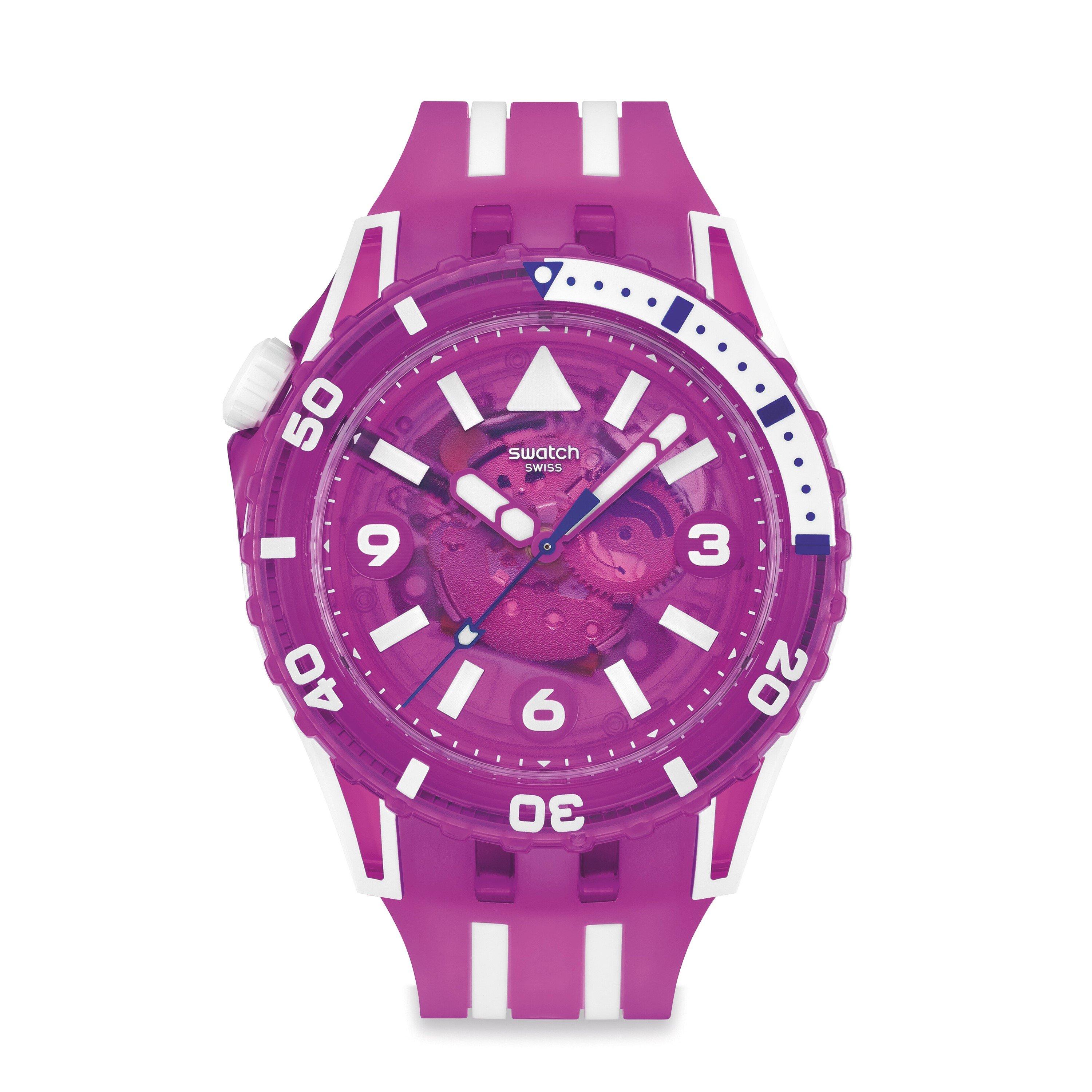 Swatch Men's Scubaqua Analogue Quartz Watch - Pink