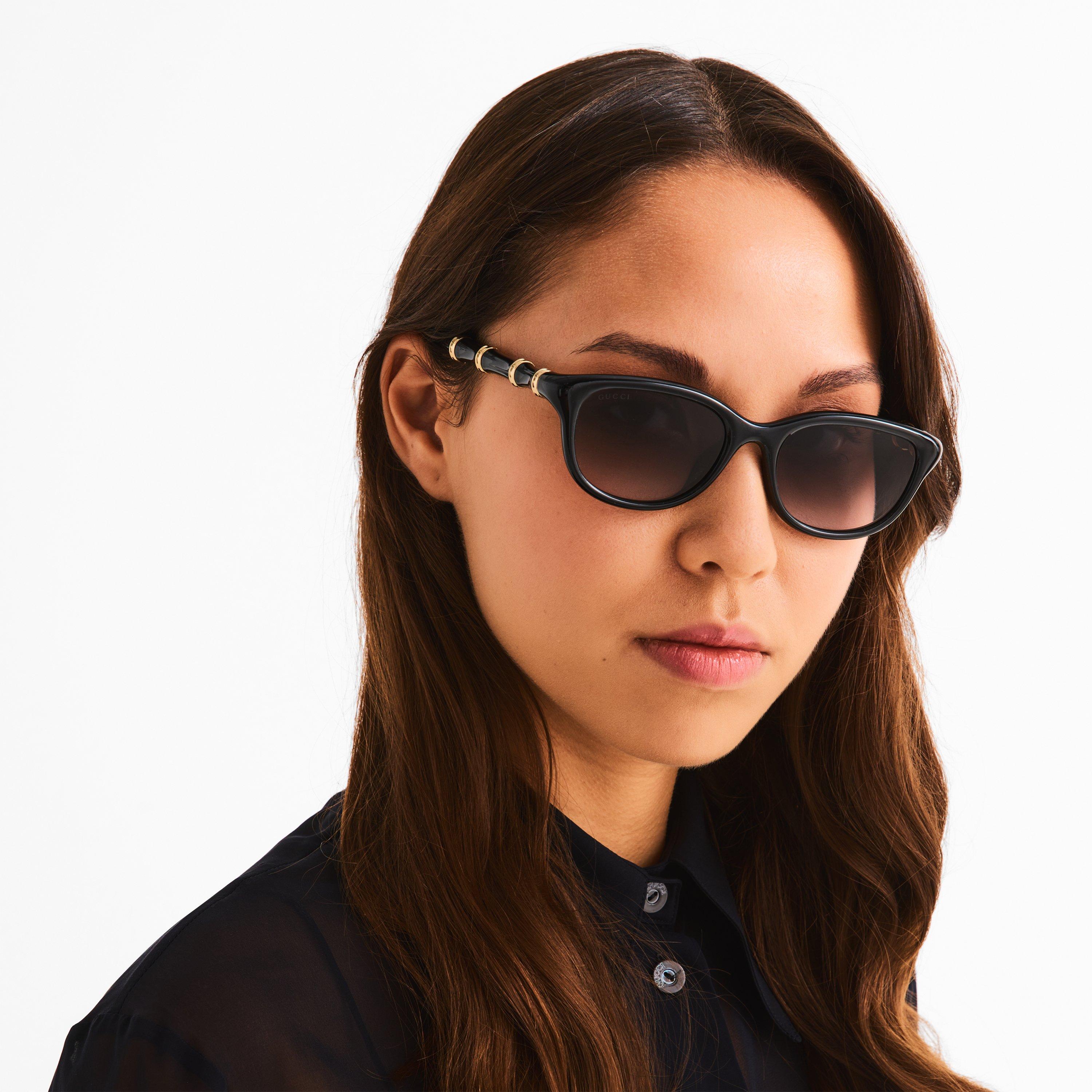 Black/Grey - Gucci - Gucci GG2062SA Women’s Black Round Sunglasses - 3