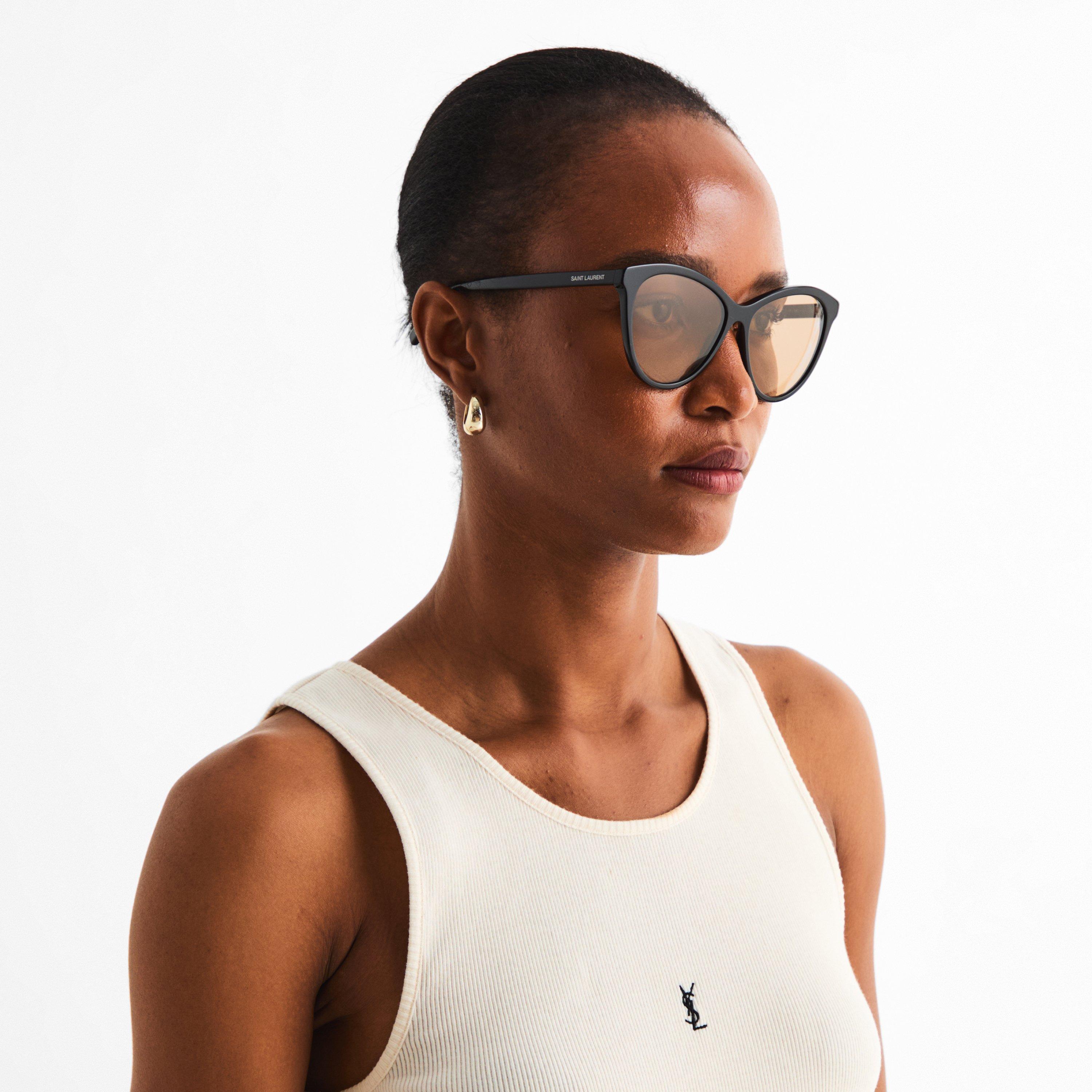 Black/Brown - Saint Laurent - Saint Laurent SL 456 Womens Cat-Eye Sunglasses - 3