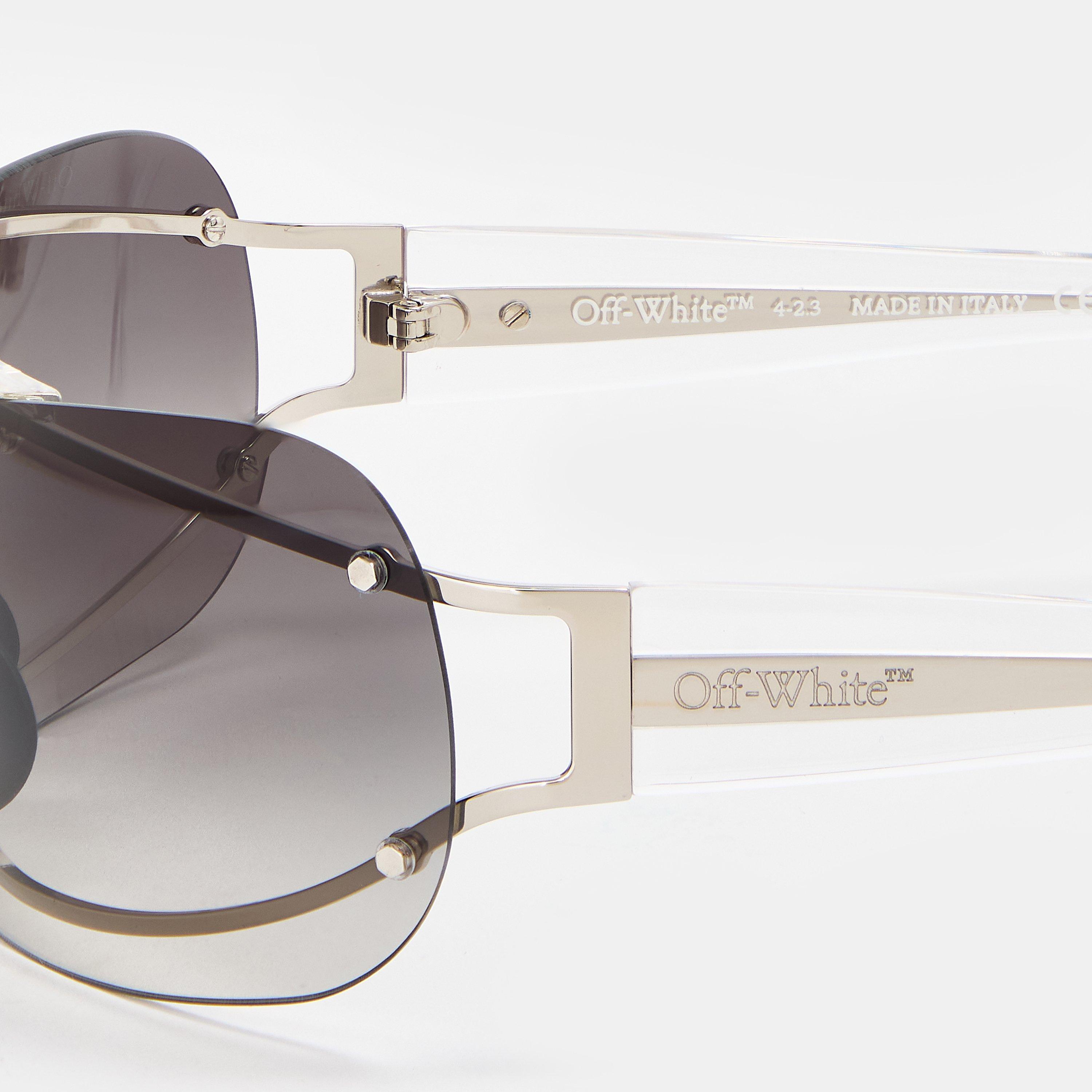 Silver/Grey - Off White - Unisex Square Sunglasses, Square Design - 3