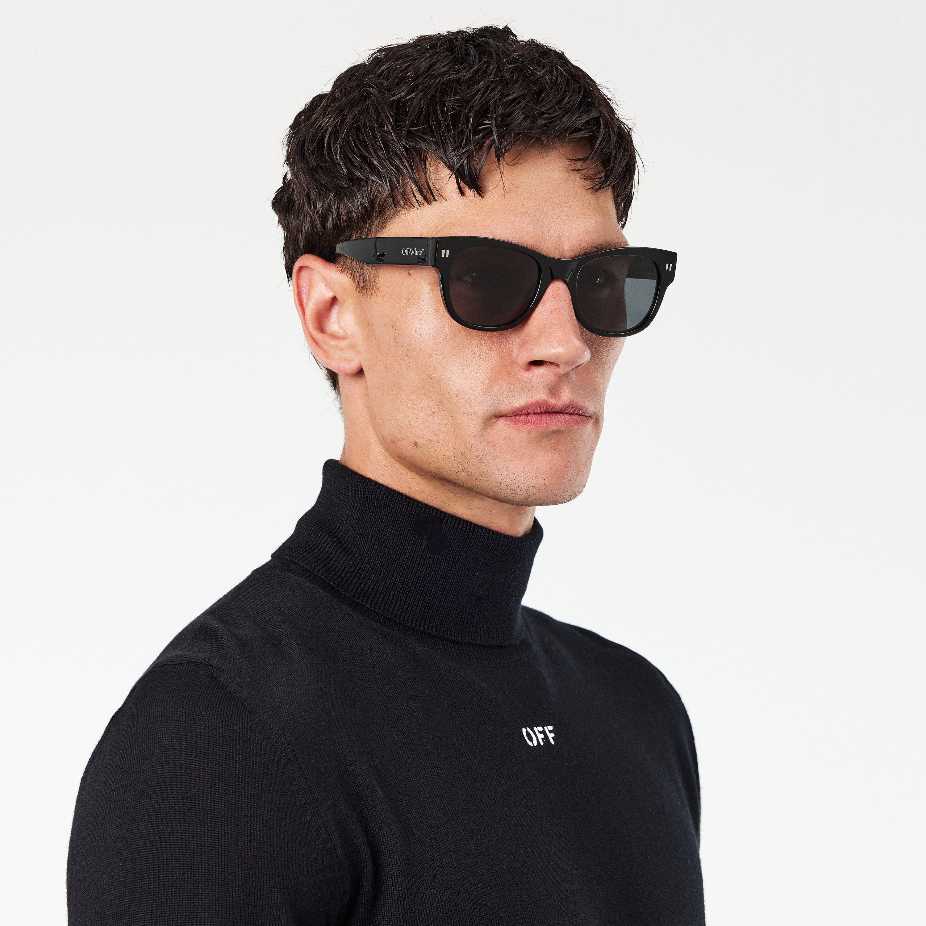 Black/Dark Grey - Off White - Unisex Square Sunglasses, Square Design - 3