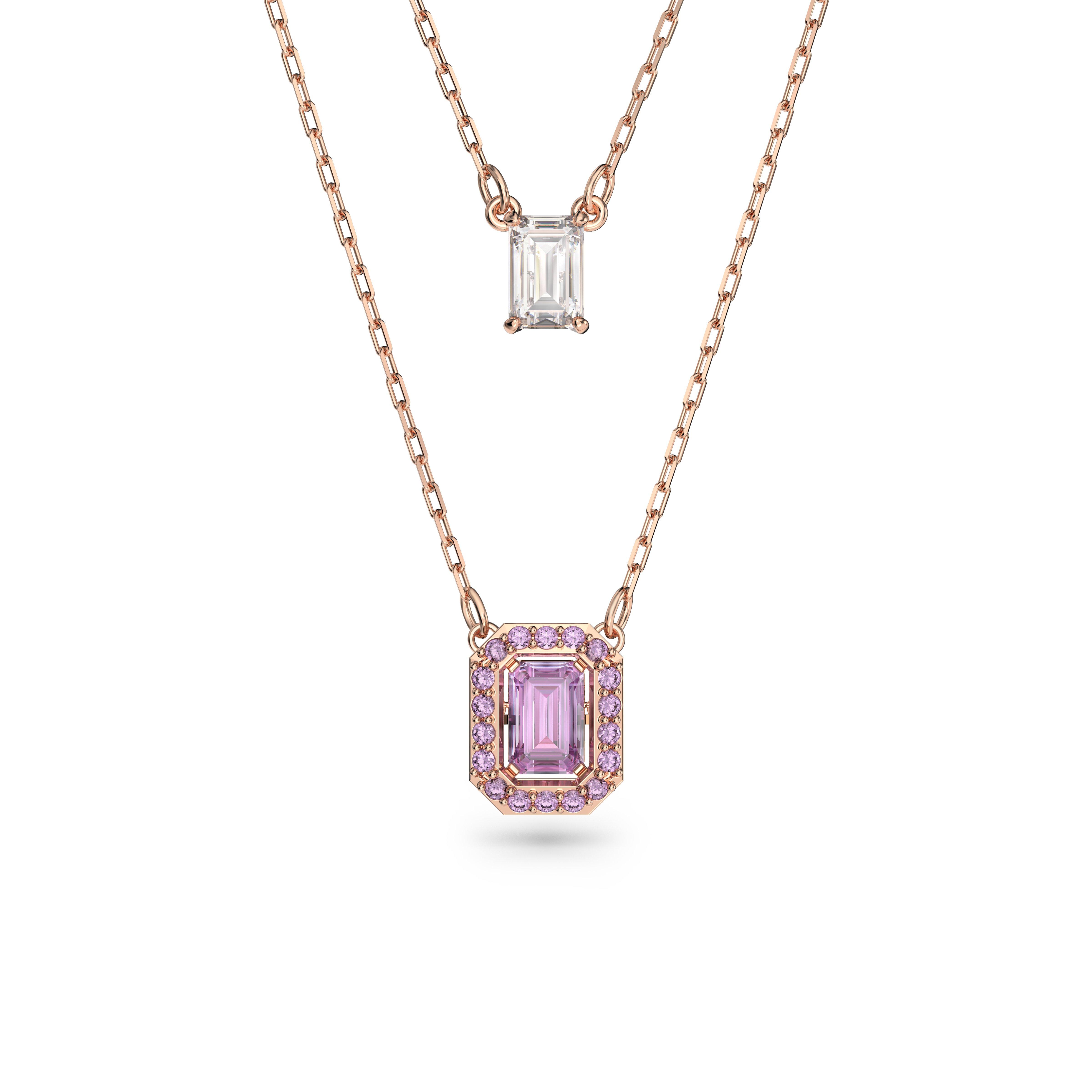 Or rose - Swarovski - Women's Una Layered Pendant Necklace - 1
