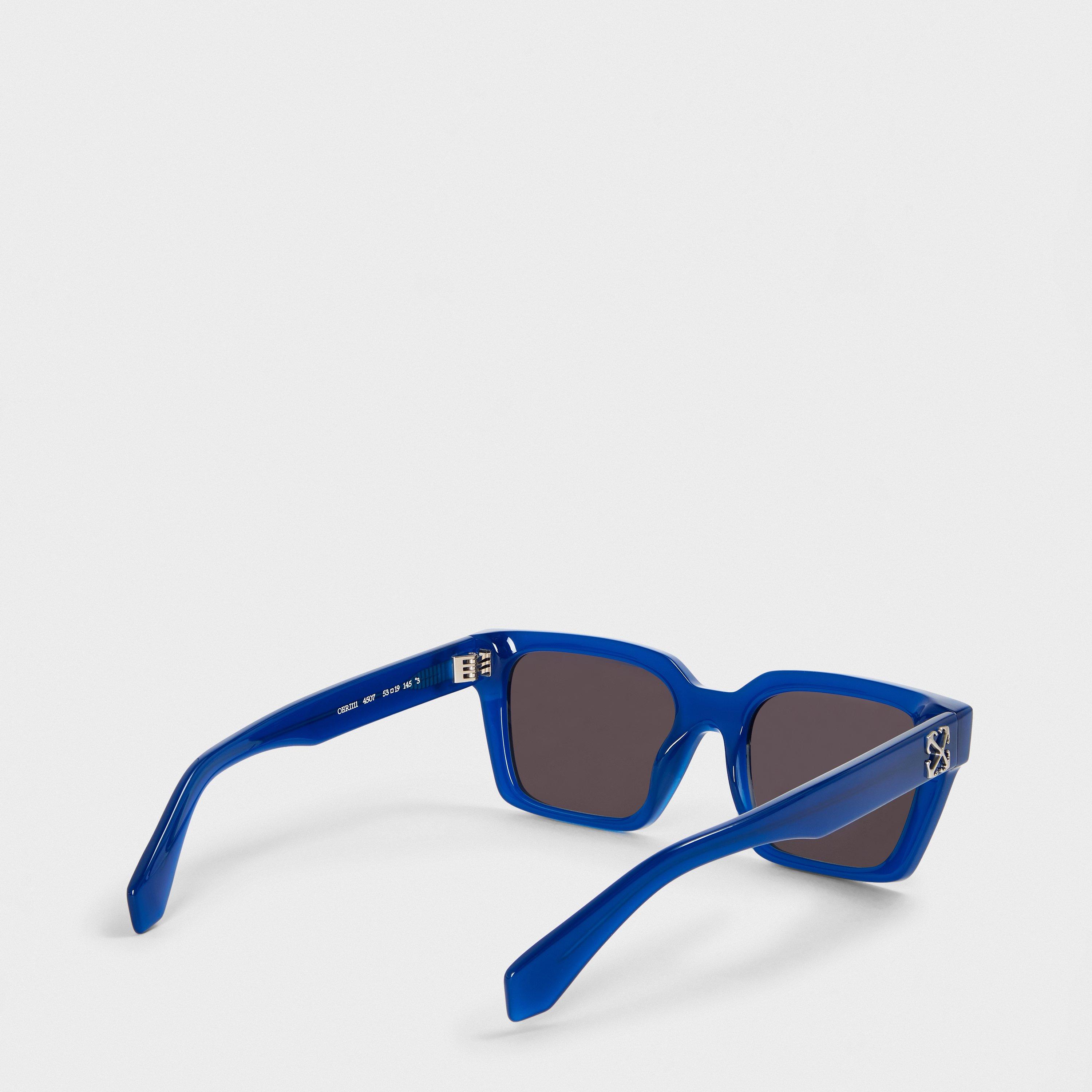 Blue/Dark Grey - Off White - Unisex Square Sunglasses, Square Design - 2