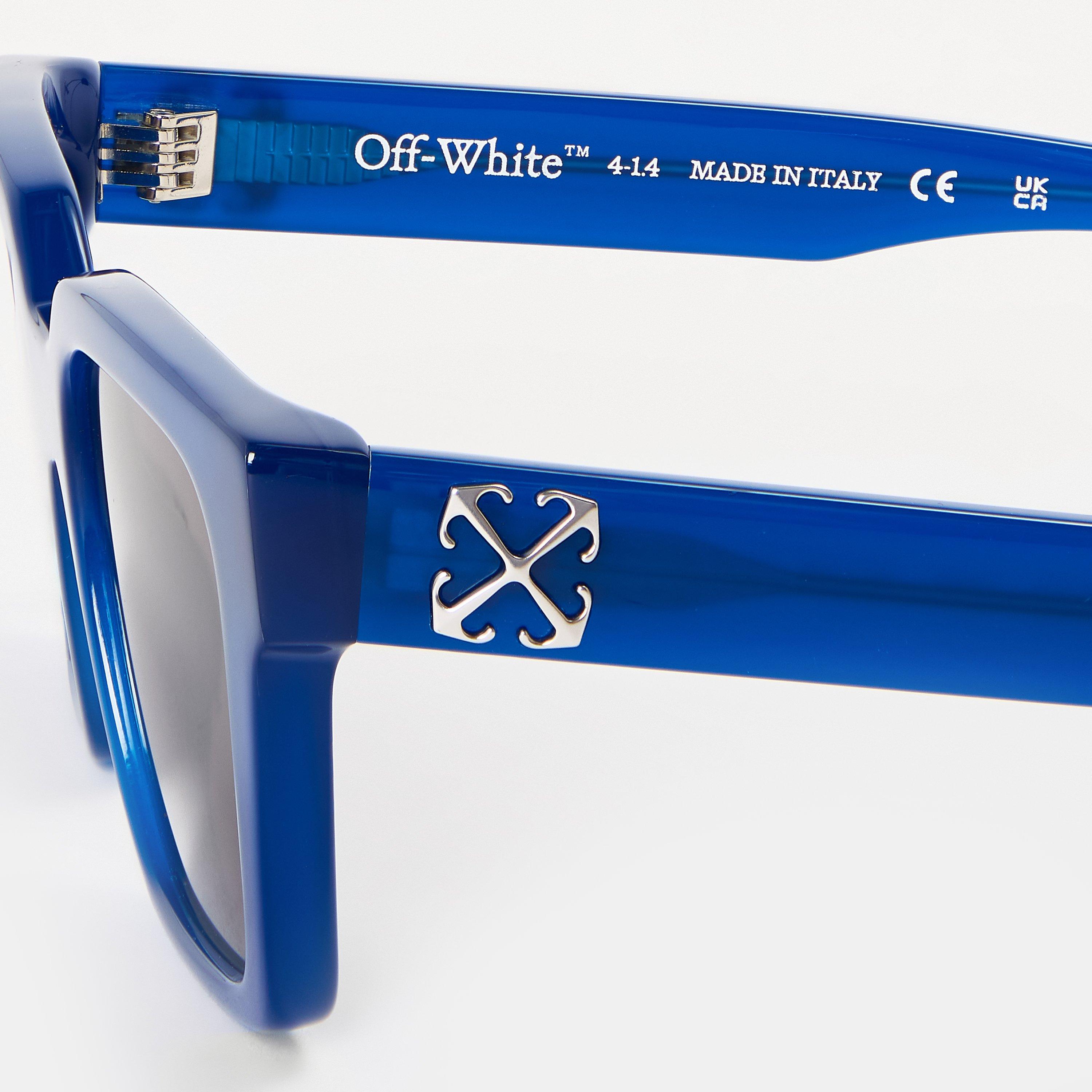 Blue/Dark Grey - Off White - Unisex Square Sunglasses, Square Design - 4