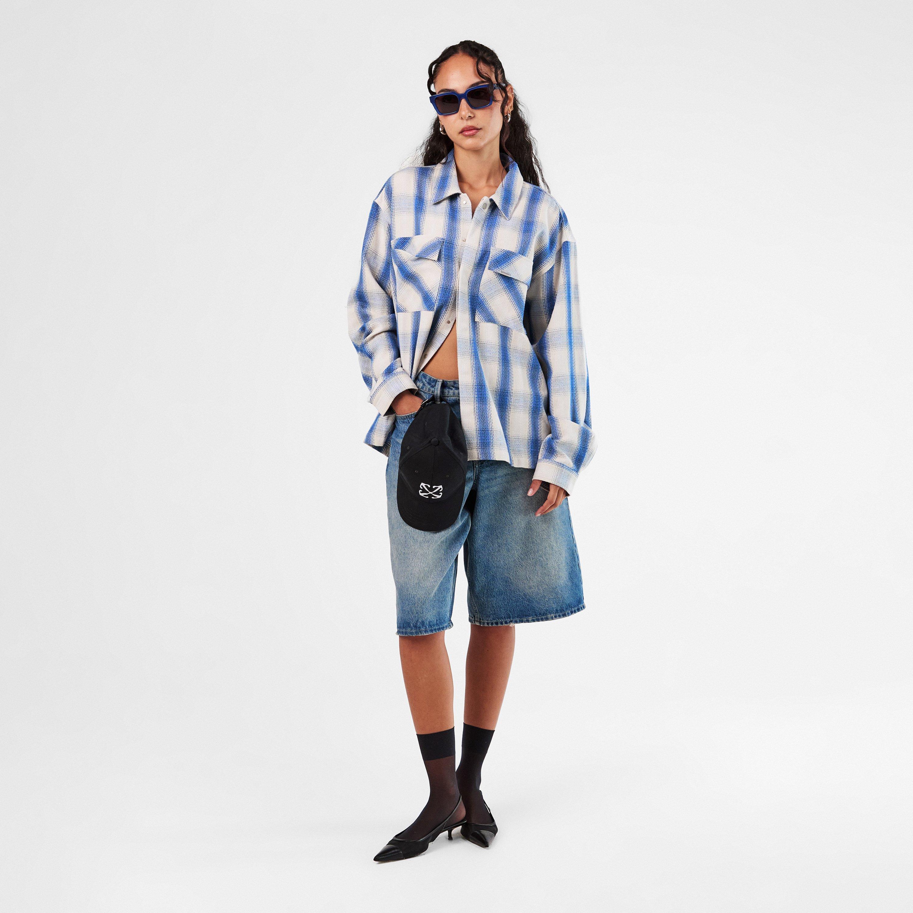 Blue/Dark Grey - Off White - Unisex Square Sunglasses, Square Design - 6