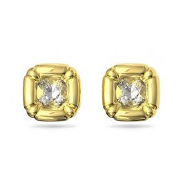 Swarovski Dulcis stud earrings, Cushion cut, Gold tone, Gold tone plated