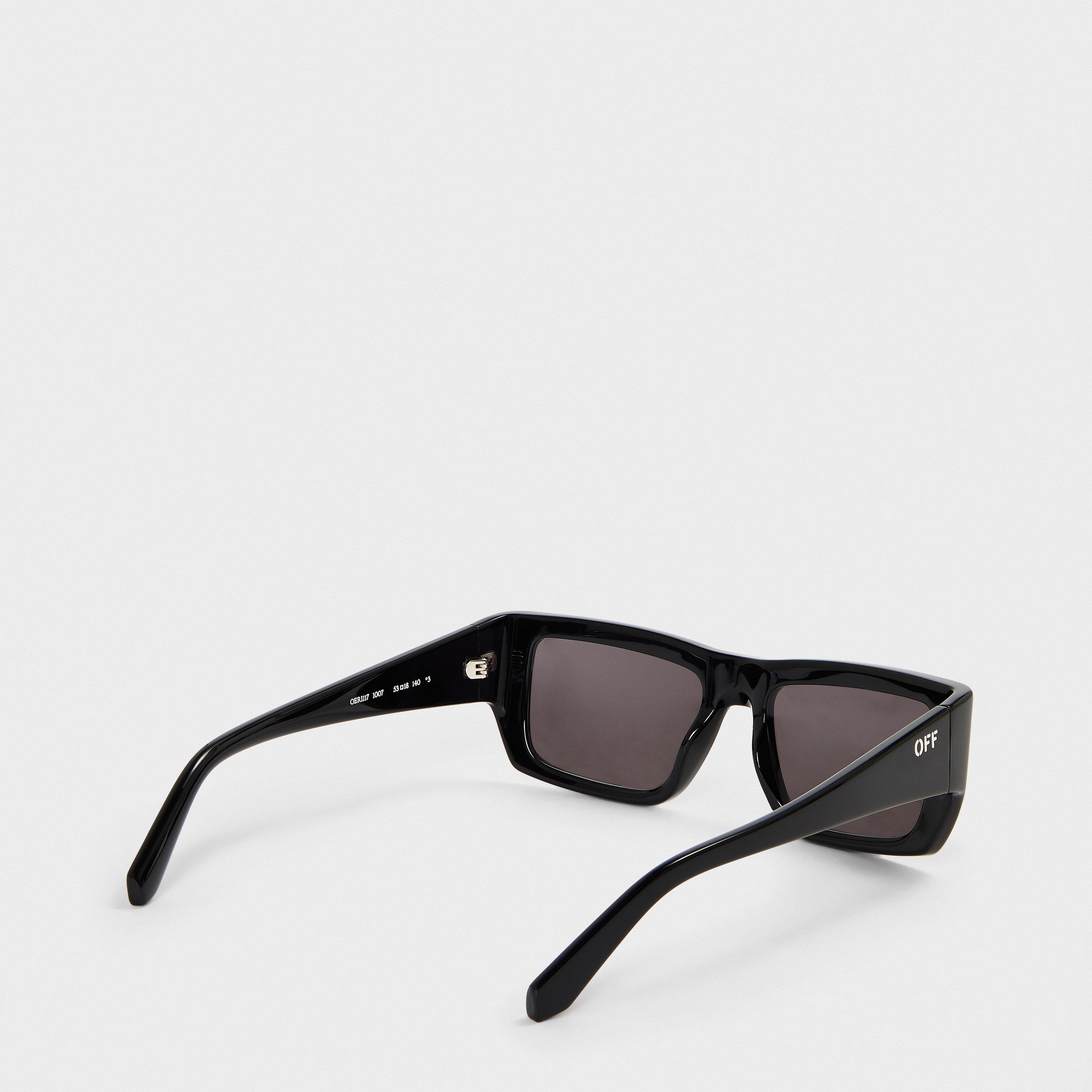 Black/Dark Grey - Off White - Unisex Square Sunglasses, Square Design - 2