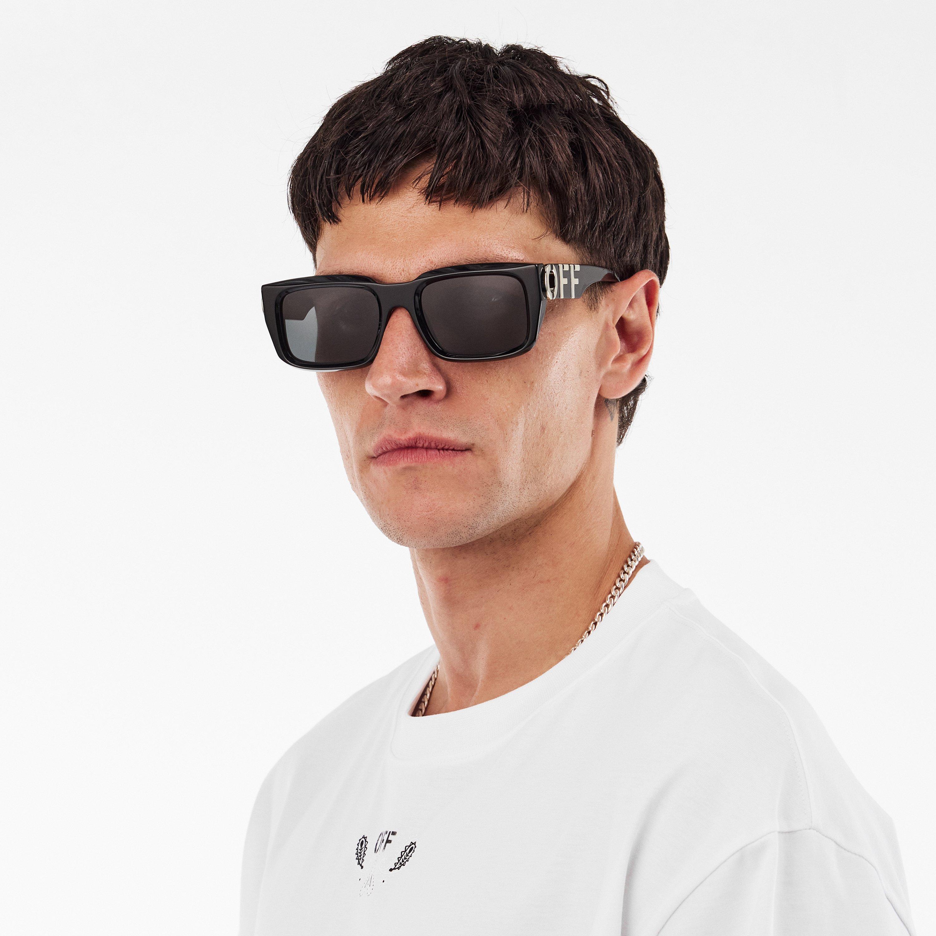 Black/Dark Grey - Off White - Unisex Square Sunglasses, Square Design - 3