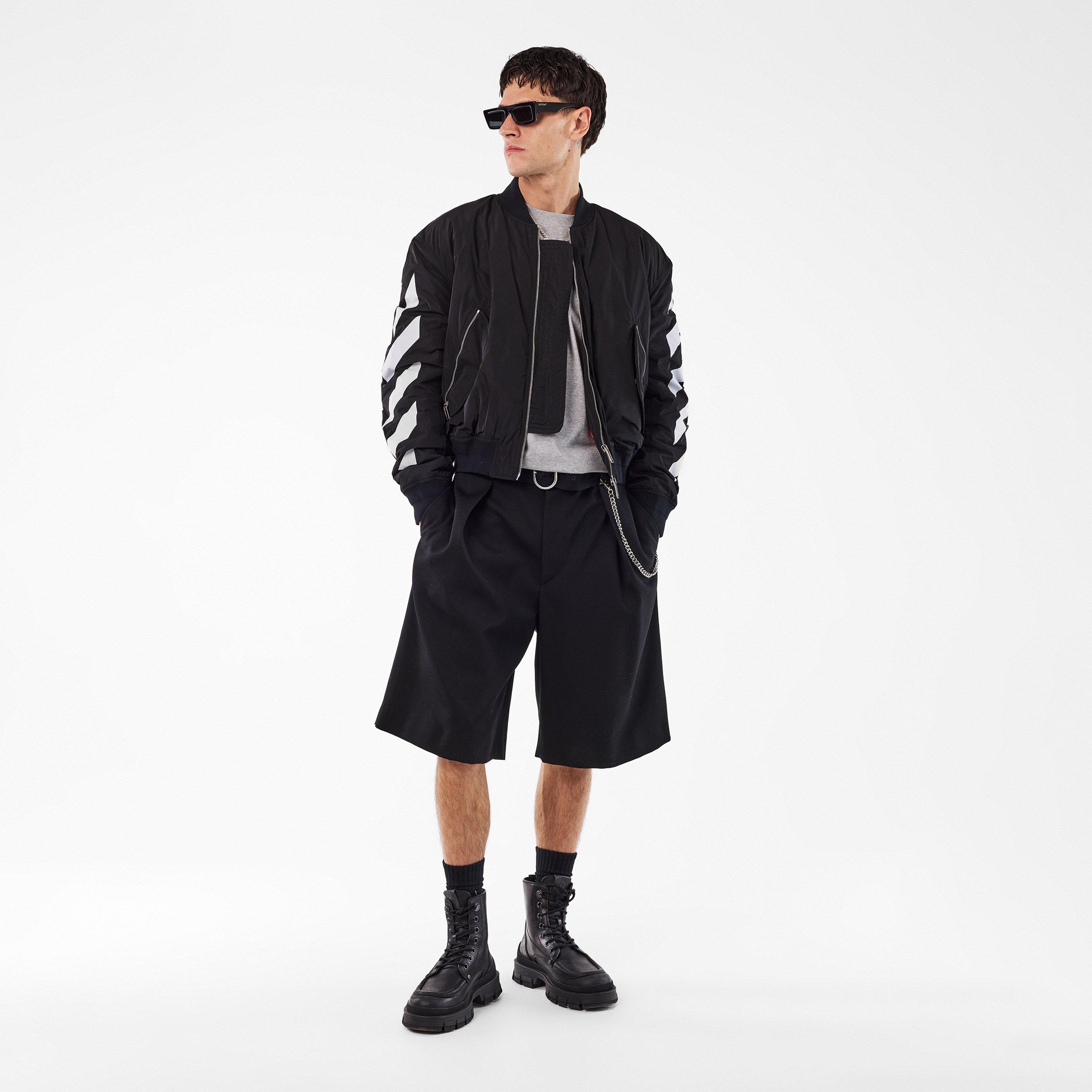 Black/Dark Grey - Off White - Unisex Square Sunglasses, Square Design - 6