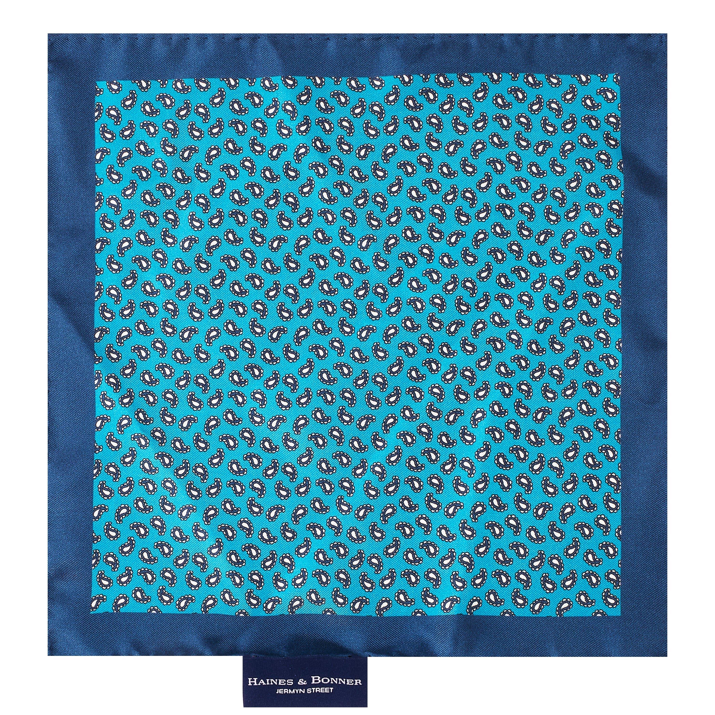 Teal - Haines and Bonner - Silk Pocket Square - 3