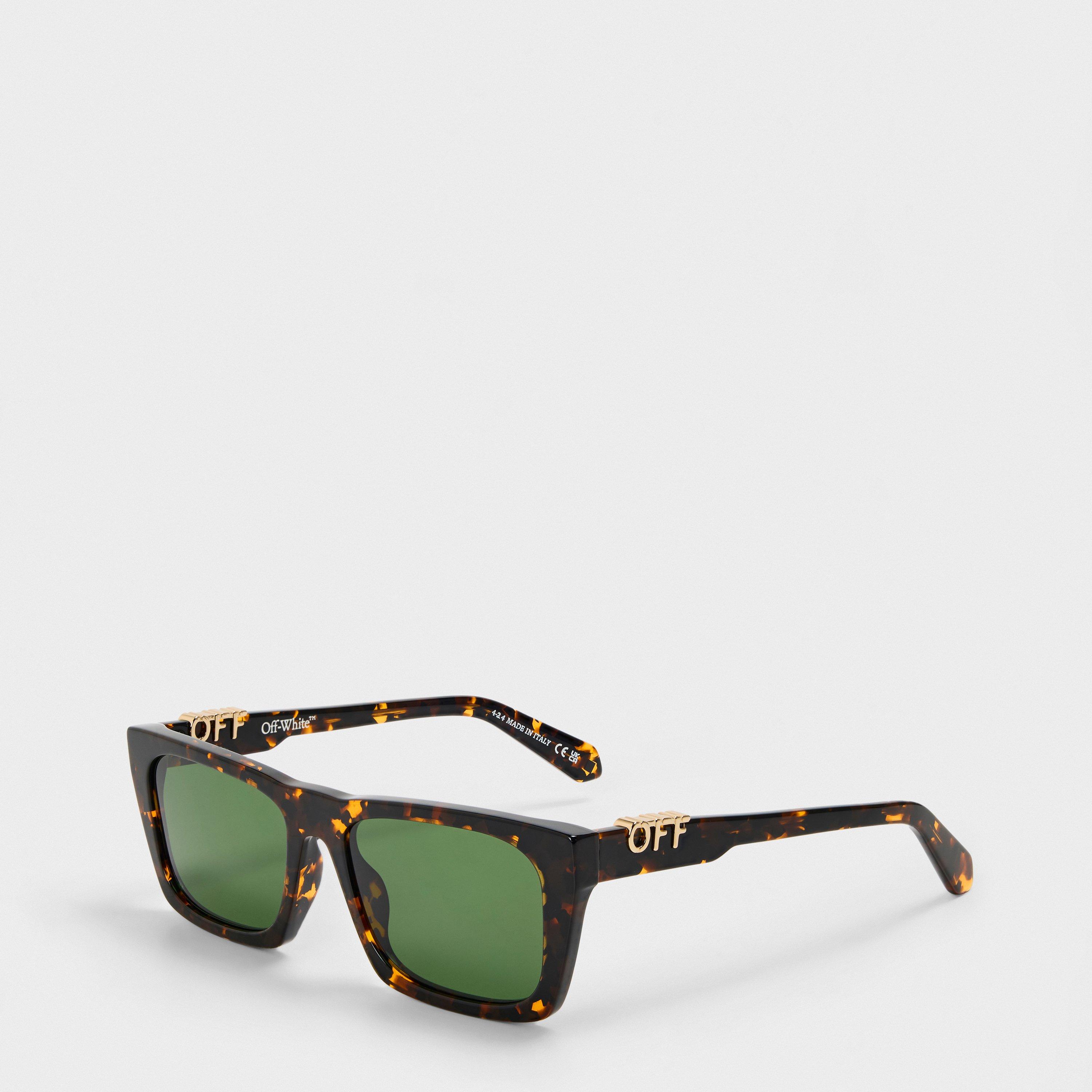Off White Square UV-Protective Sunglasses - Havana/Green