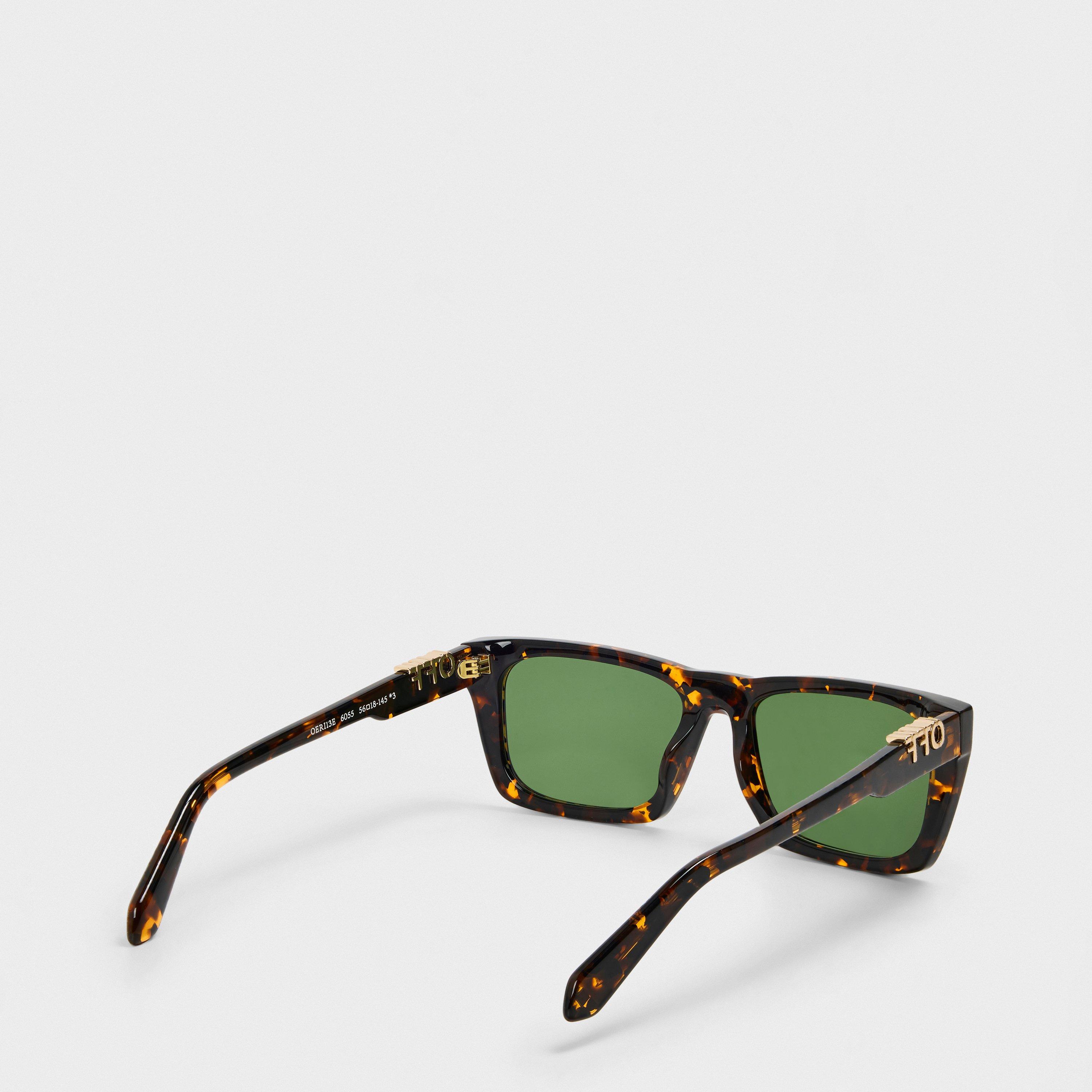 Havana/Green - Off White - Unisex Square Sunglasses, Square Design - 2
