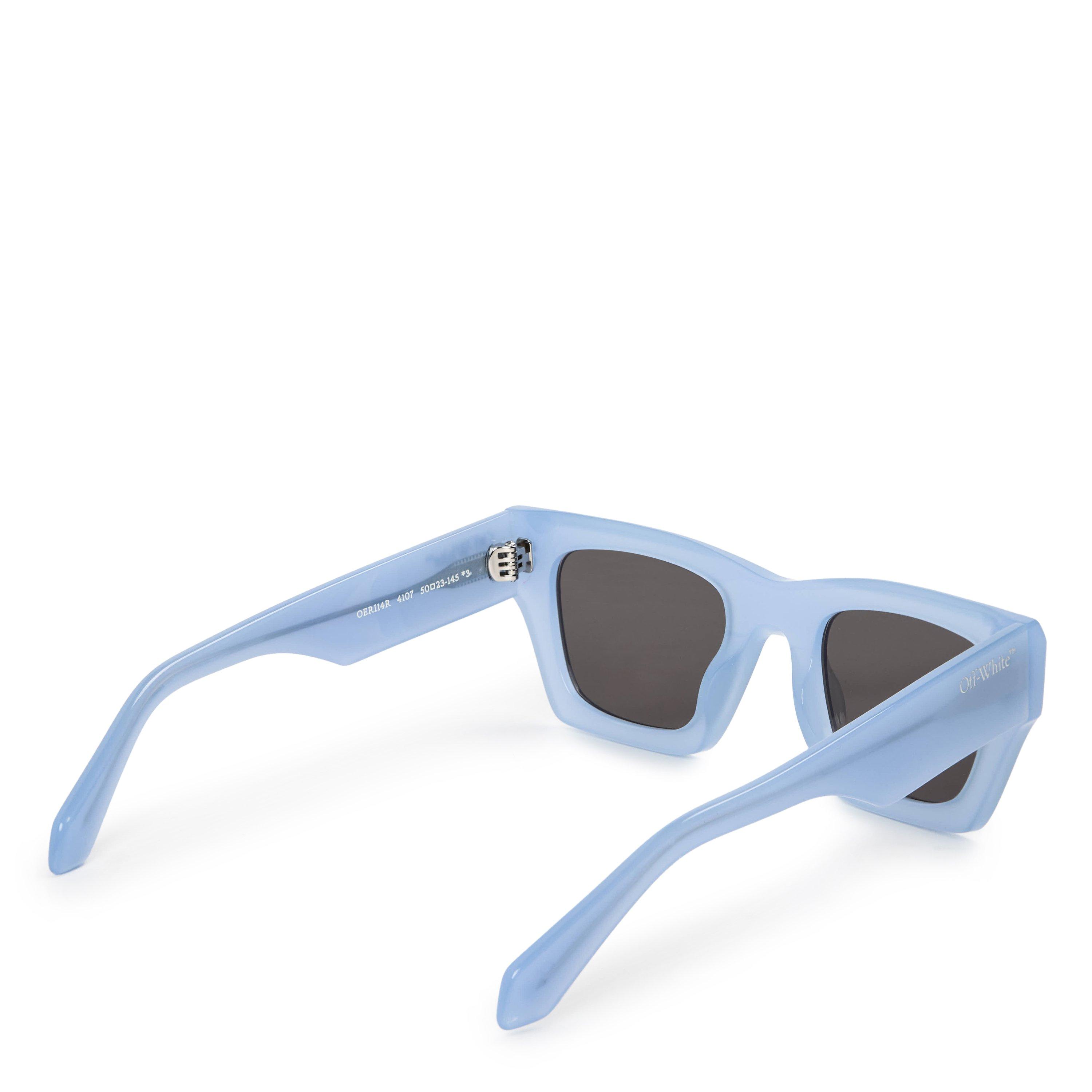 Blue Dark Grey - Off White - Davie Round Sunglasses - 2