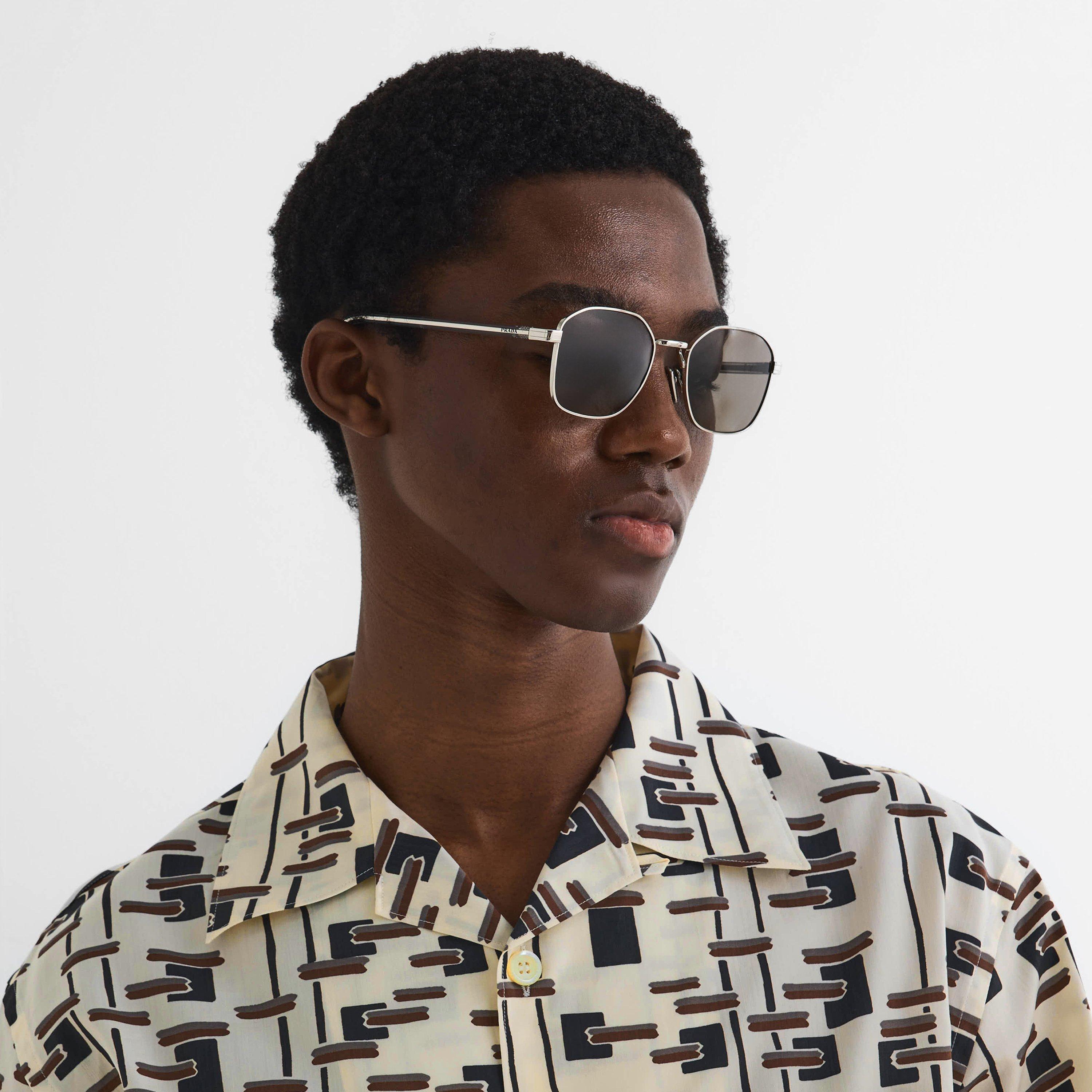 Silver - Prada - Men's Round Sunglasses - 3