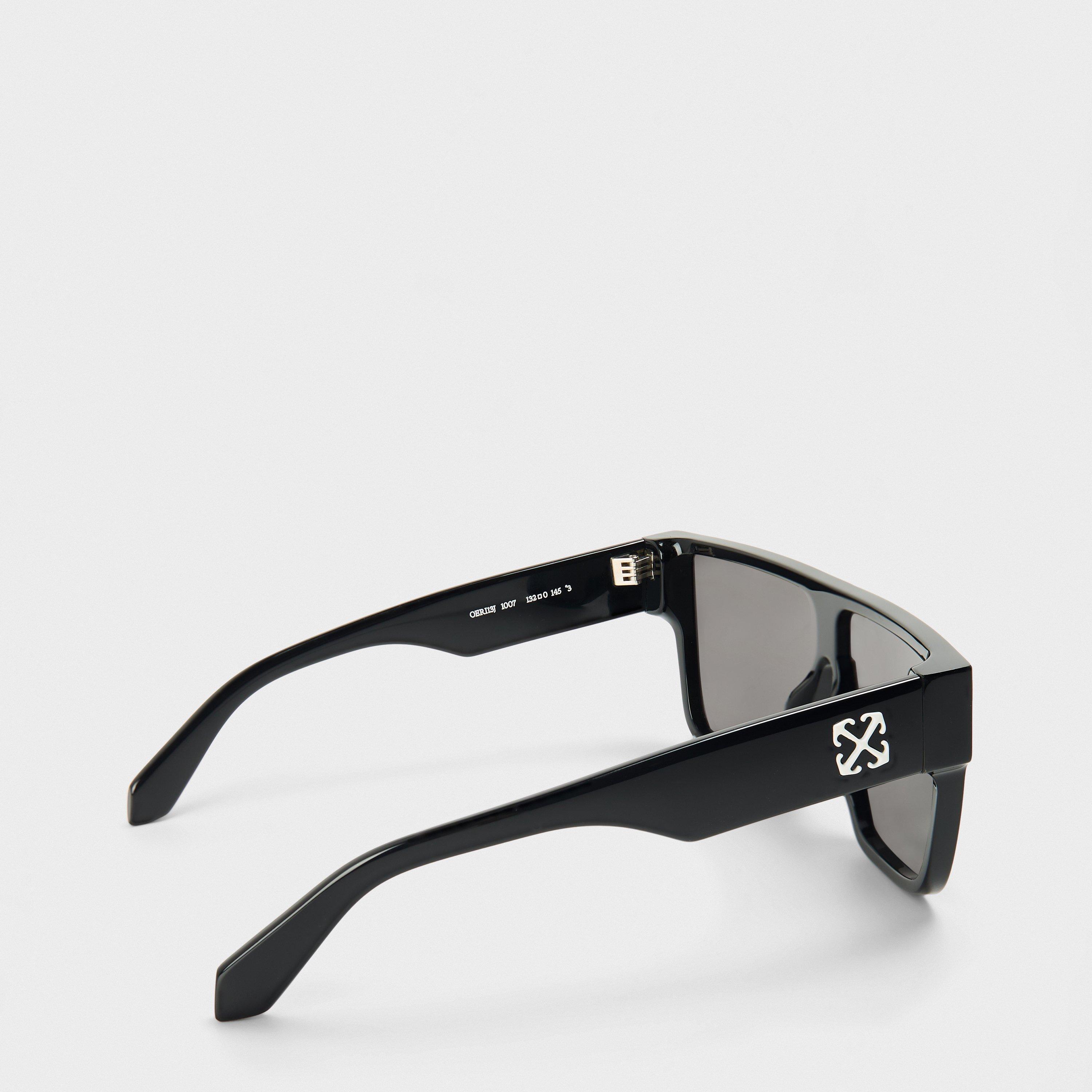Black/Dark Grey - Off White - Unisex Square Sunglasses, Square Design - 2