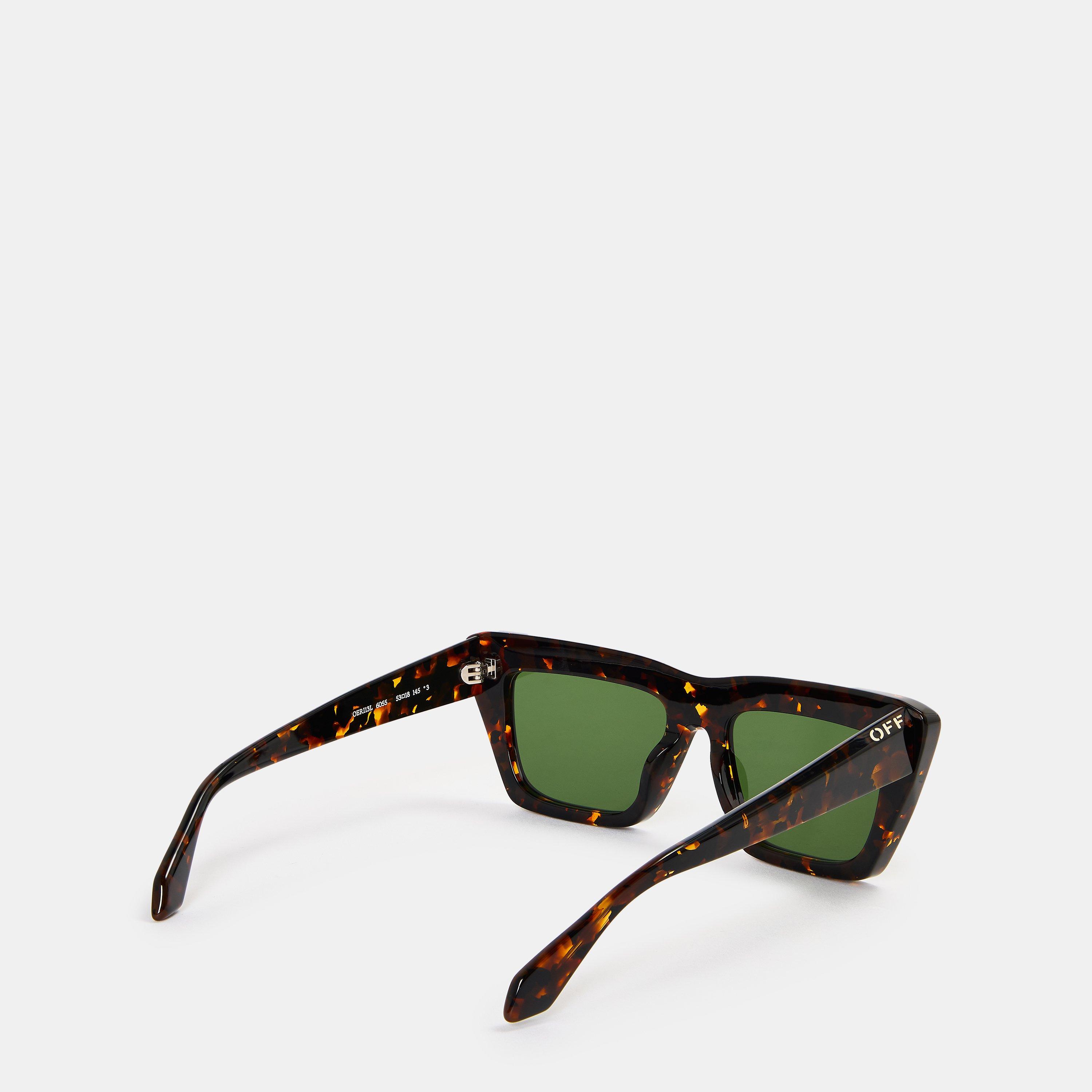 Havana/Green - Off White - Unisex Square Sunglasses, Square Design - 2