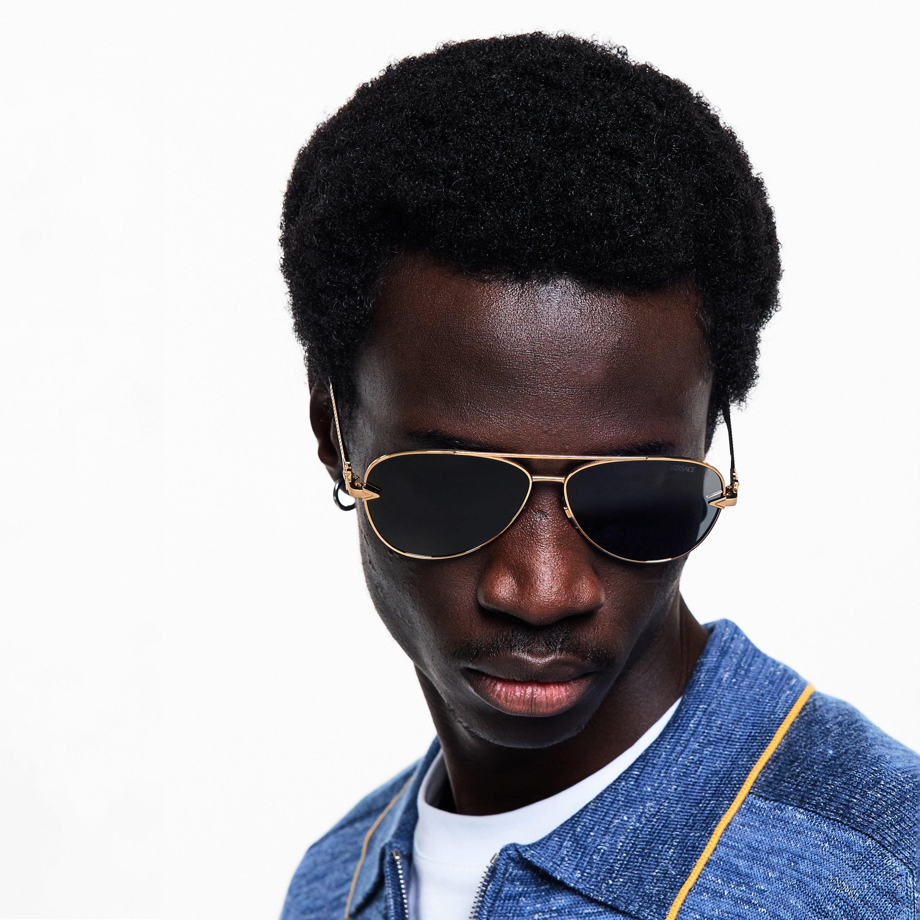 Gold/Black - Versace - Men's 0VE2283 Aviator Sunglasses - 3