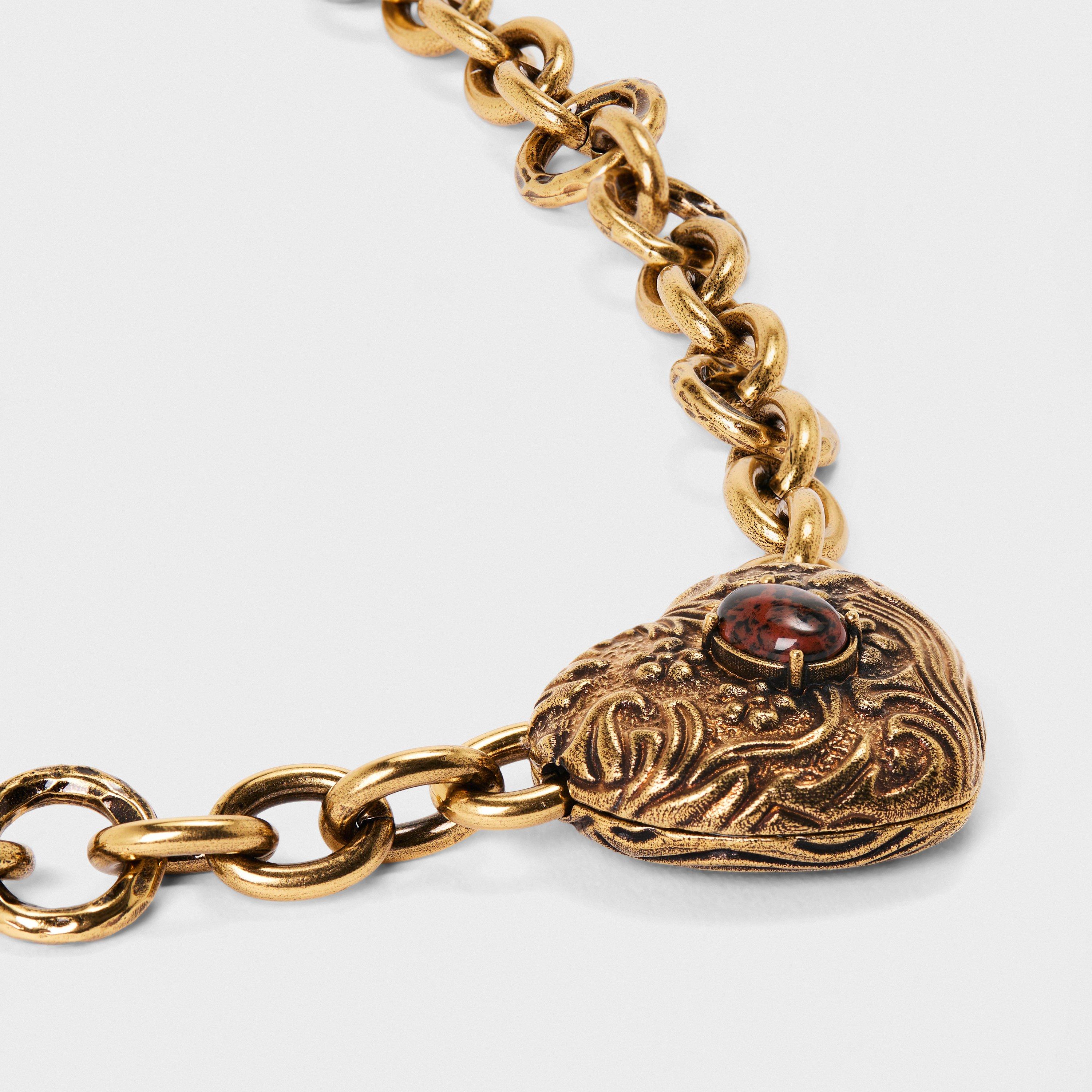 Gold Brown - Chloe - Womens Heart Necklace - 2