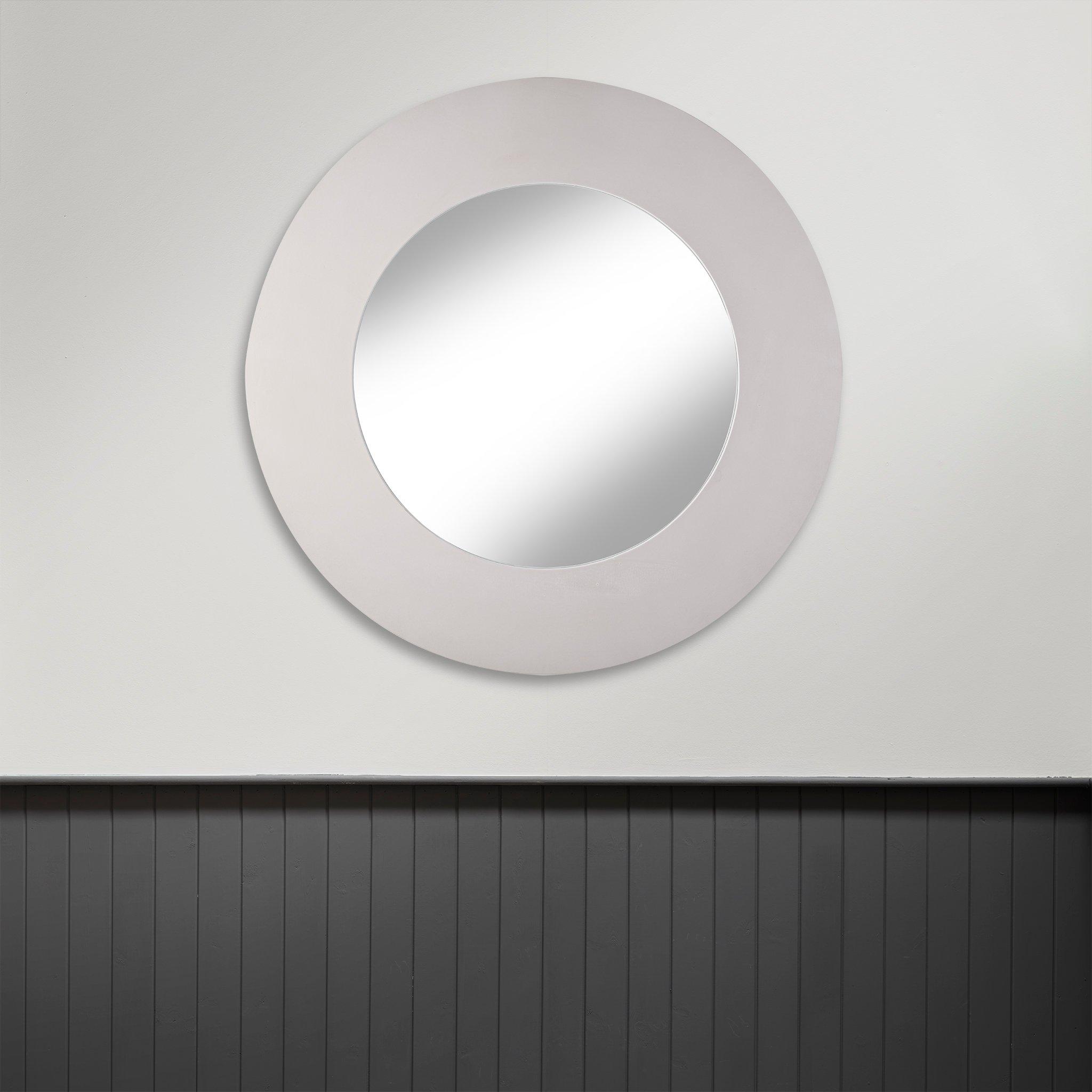 Grey - Nestwell - Large Round Modern Wooden Wall Mirror - 3