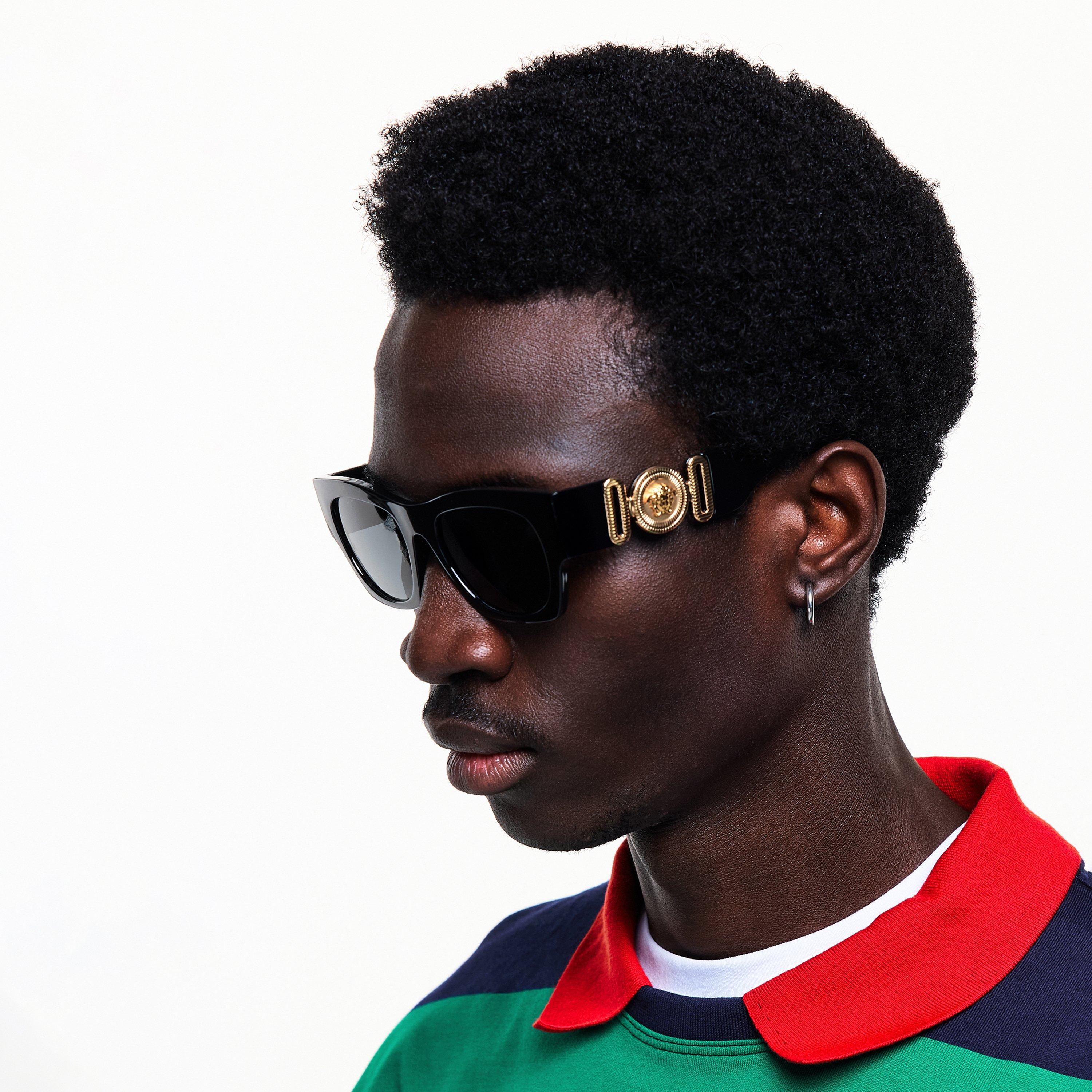 Gold/Black - Versace - Men's 0VE4479U Wayfarer Sunglasses - 3