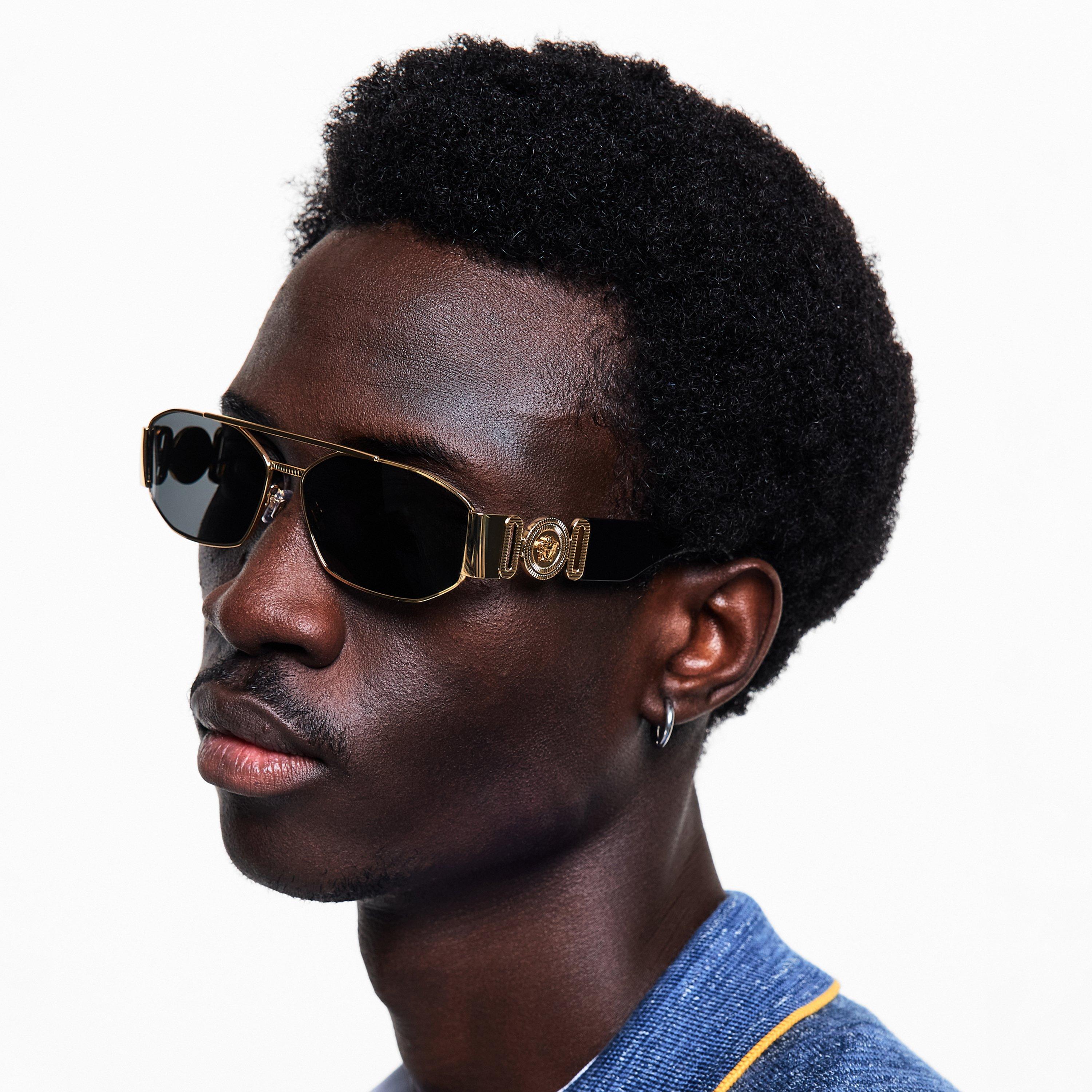 Gold/Black - Versace - Men's 0VE2287 Oval Sunglasses - 3