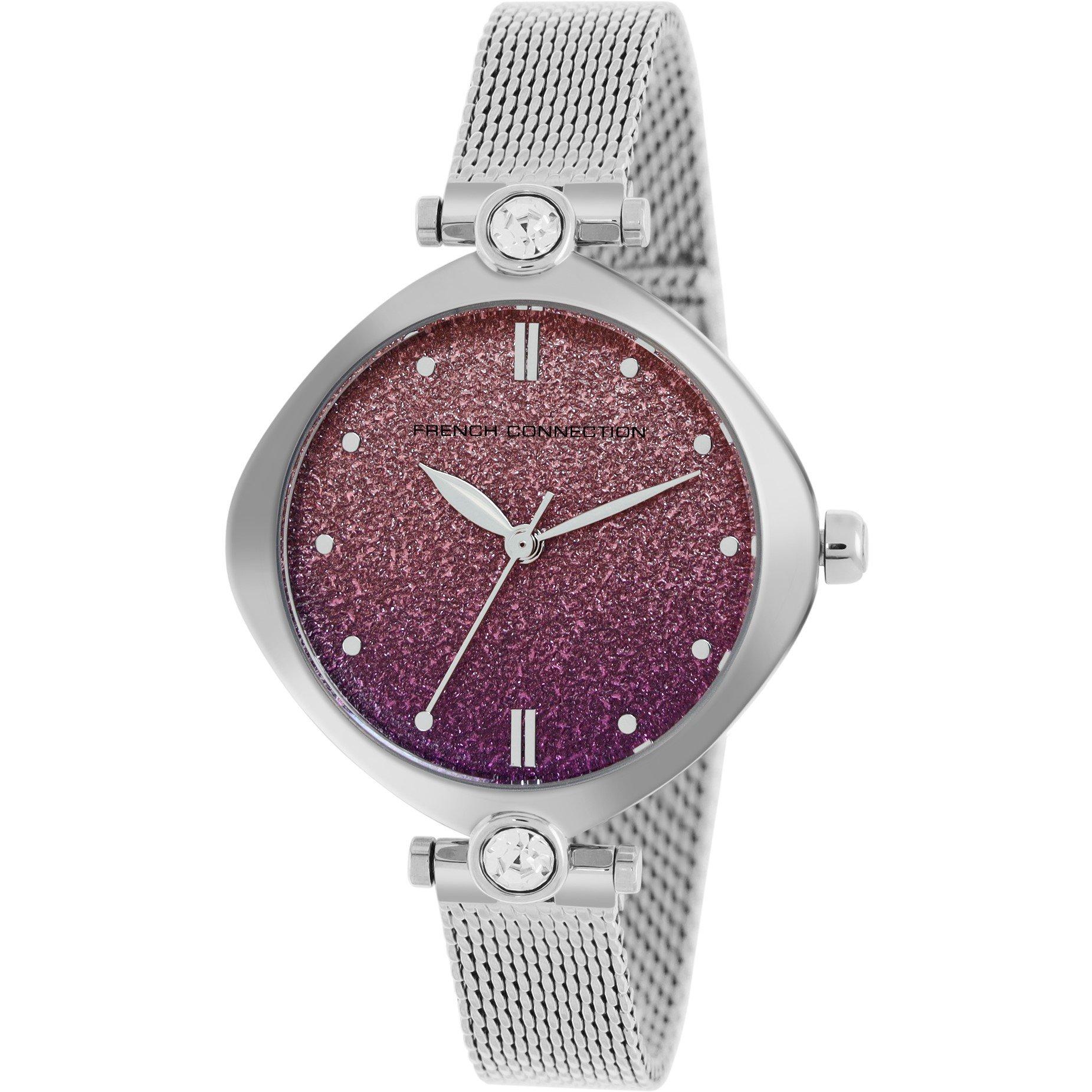 Purple - French Connection - Connection Sheen SHIMMER Round Analog Watch With Steel Mesh Strap for Women - 2