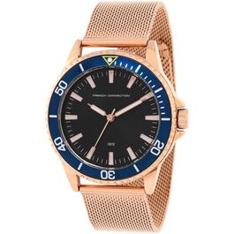 French Connection Connection Mens Edge Analog Watch Rose Gold Strap