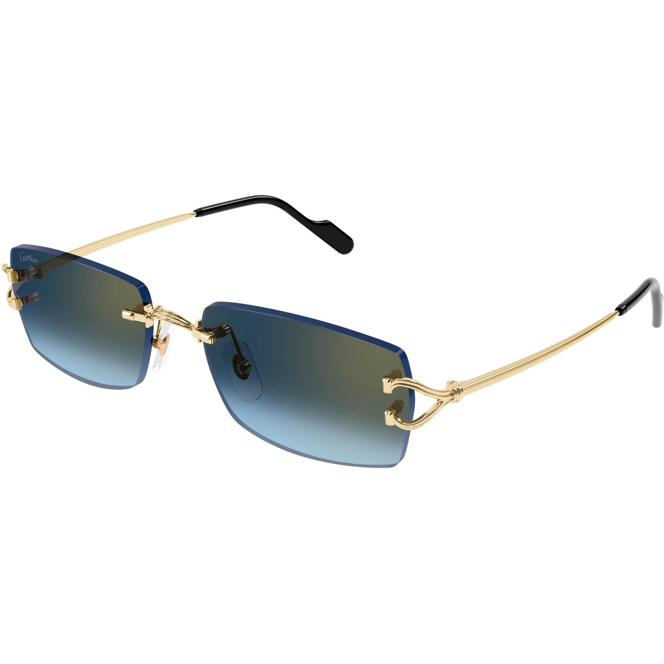 Gold - Cartier - Gucci CT0550S Mens Rimless Rectangular Sunglasses
