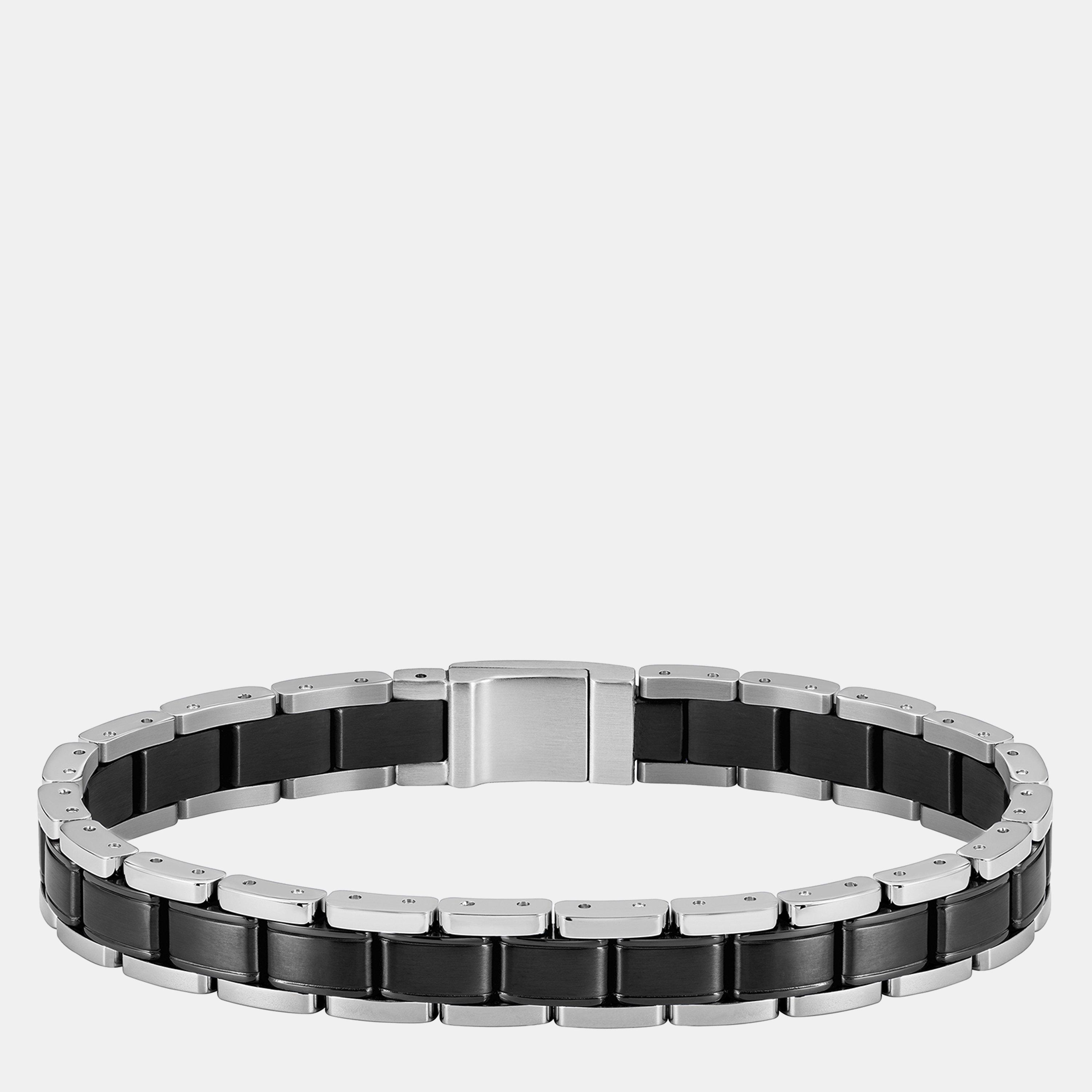 Silver - Boss - Men's Metal Links Stainless Steel Magnetic Closure Bracelet - 2