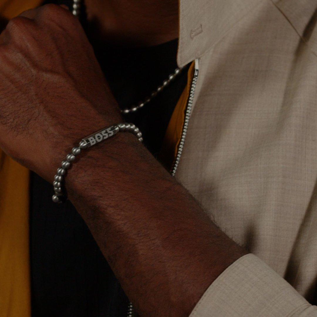 Silver - Boss - Men's Sphere Metal Bracelet, Stainless Steel, Magnetic Closure - 4