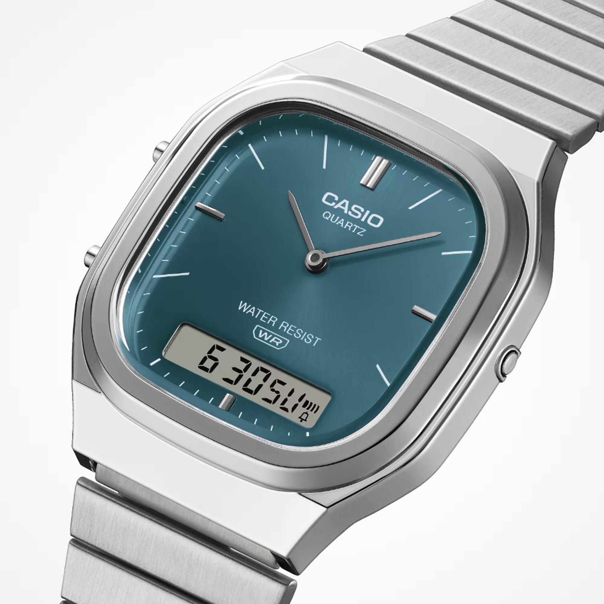 Blue/Silver - Casio - Quartz Square Digital Watch - 4