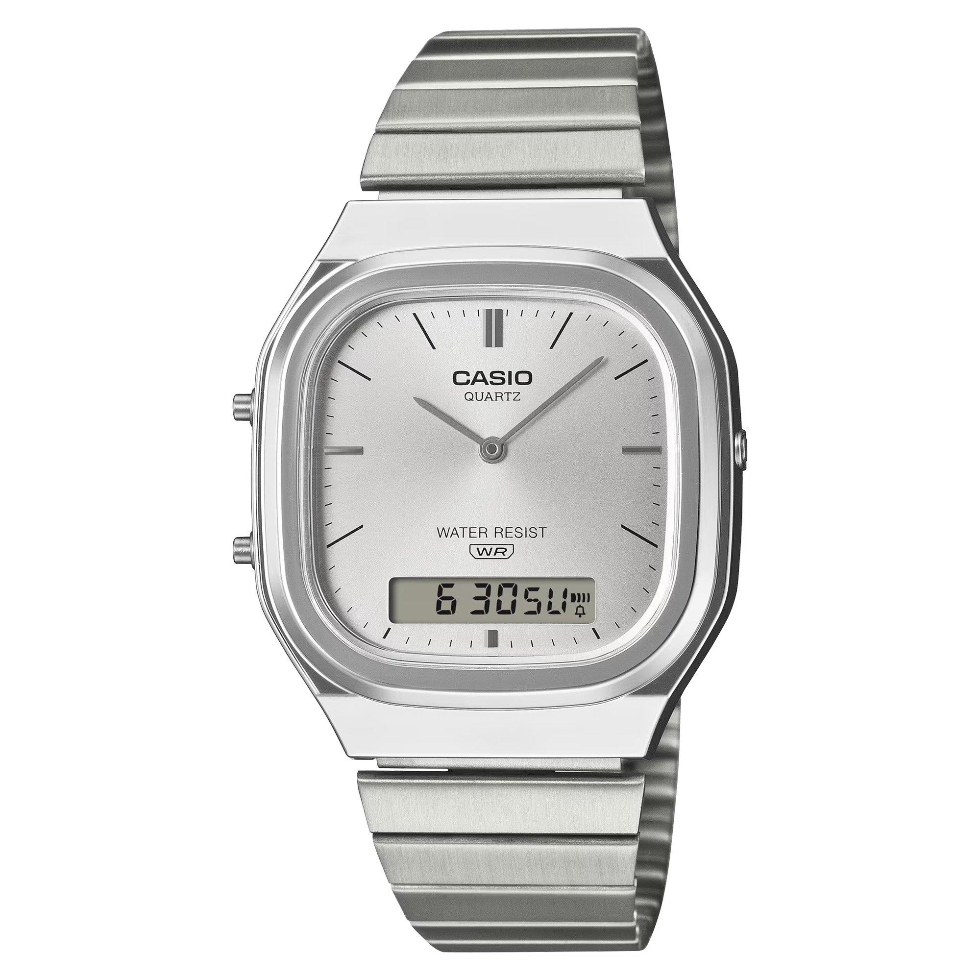 White/Silver - Casio - Quartz Square Digital Watch - 1