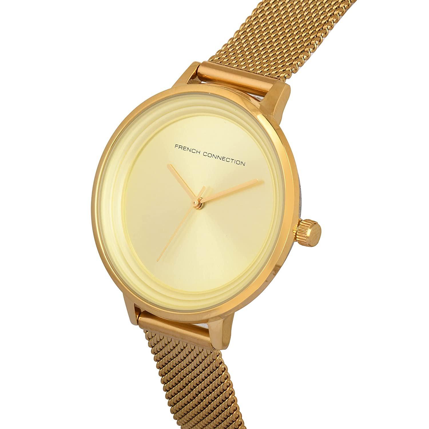 Gold - French Connection - Connection Stainless Steel Analog Gold Dial Womens Watch - 2