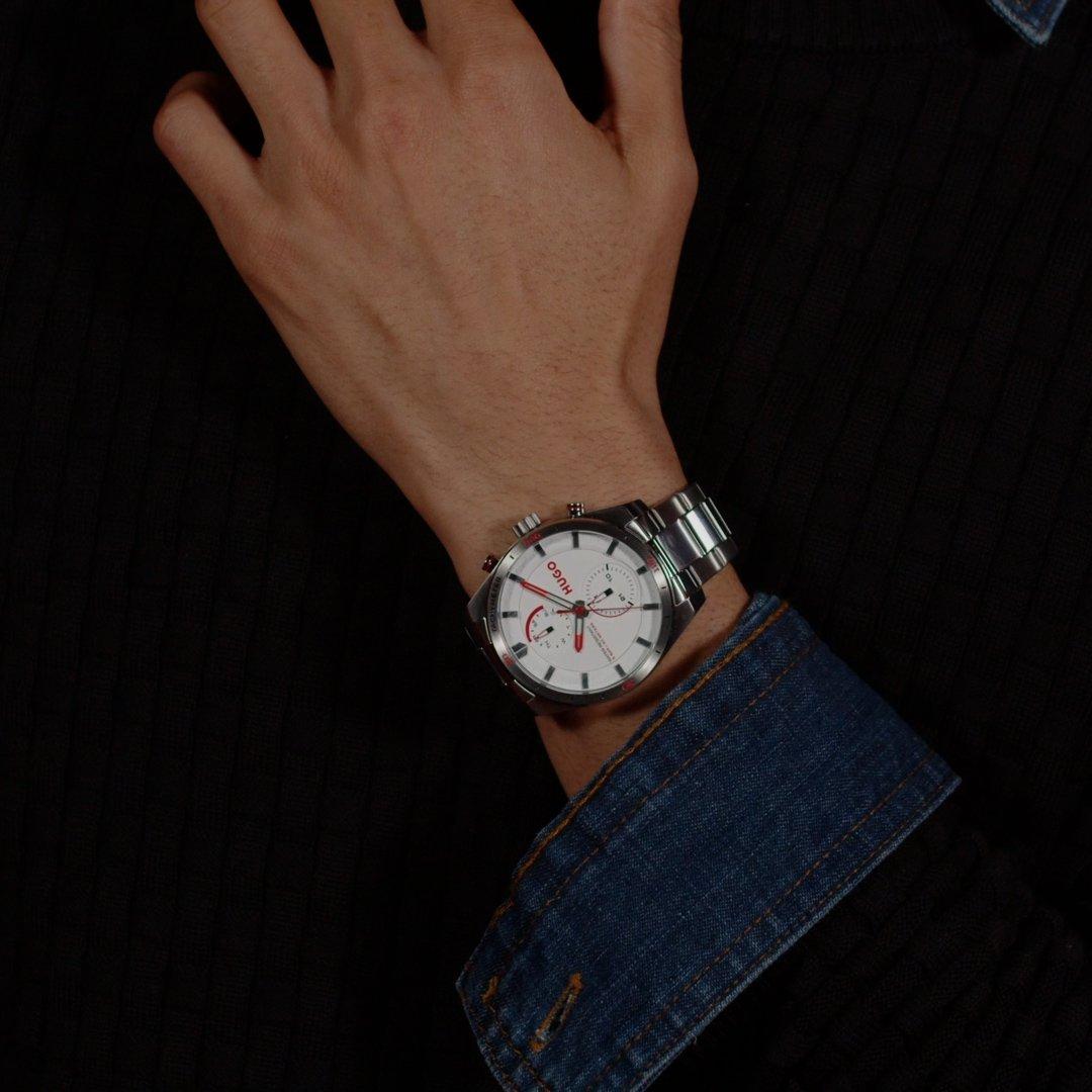 White - Hugo - HUGO Fast 44mm Multifunction Watch Mens - 6