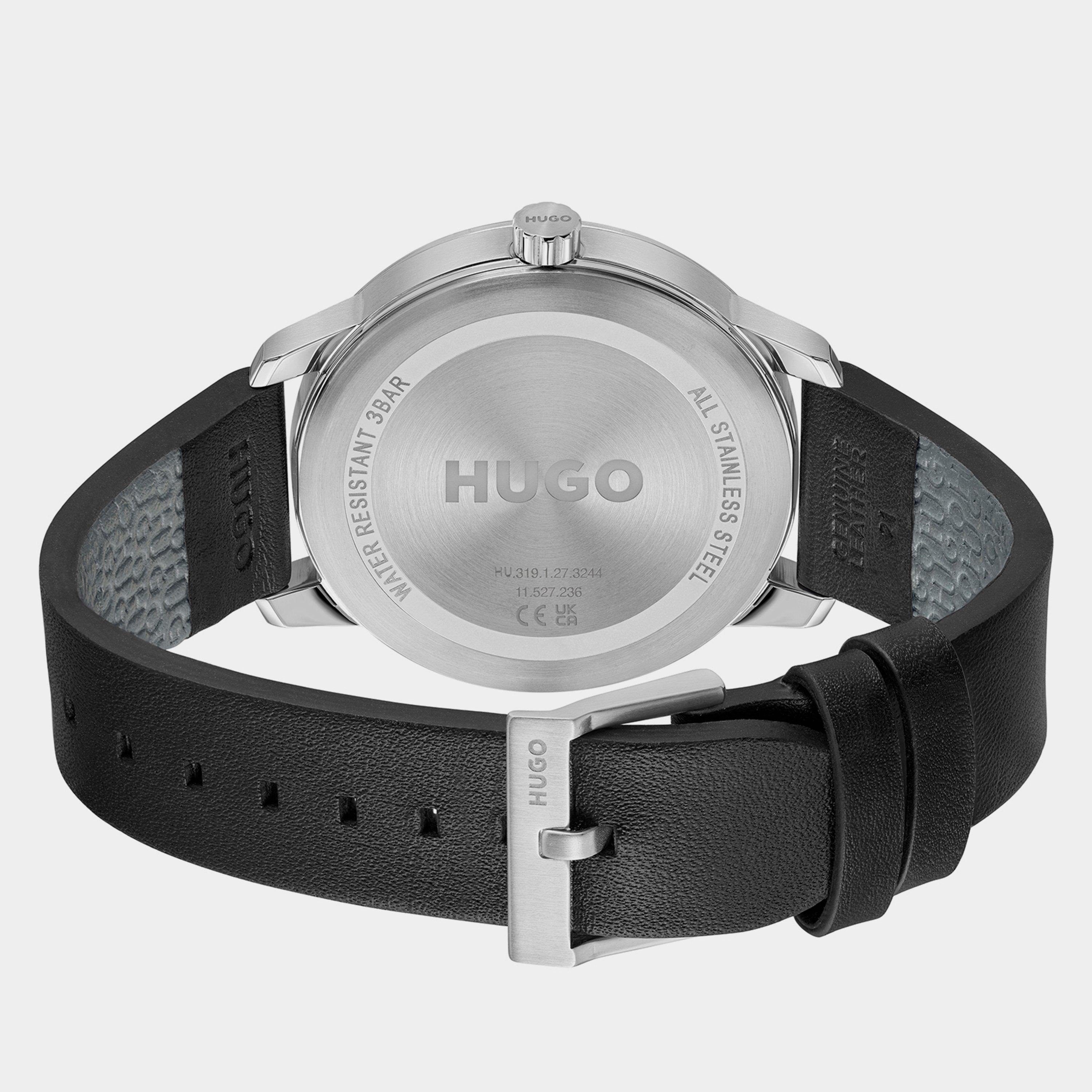 Black - Hugo - HUGO Stamp 44mm Multifunction Watch Mens - 2