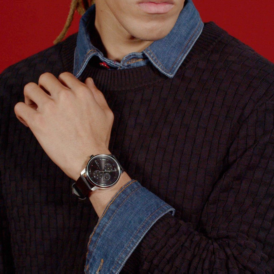 Black - Hugo - HUGO Stamp 44mm Multifunction Watch Mens - 3