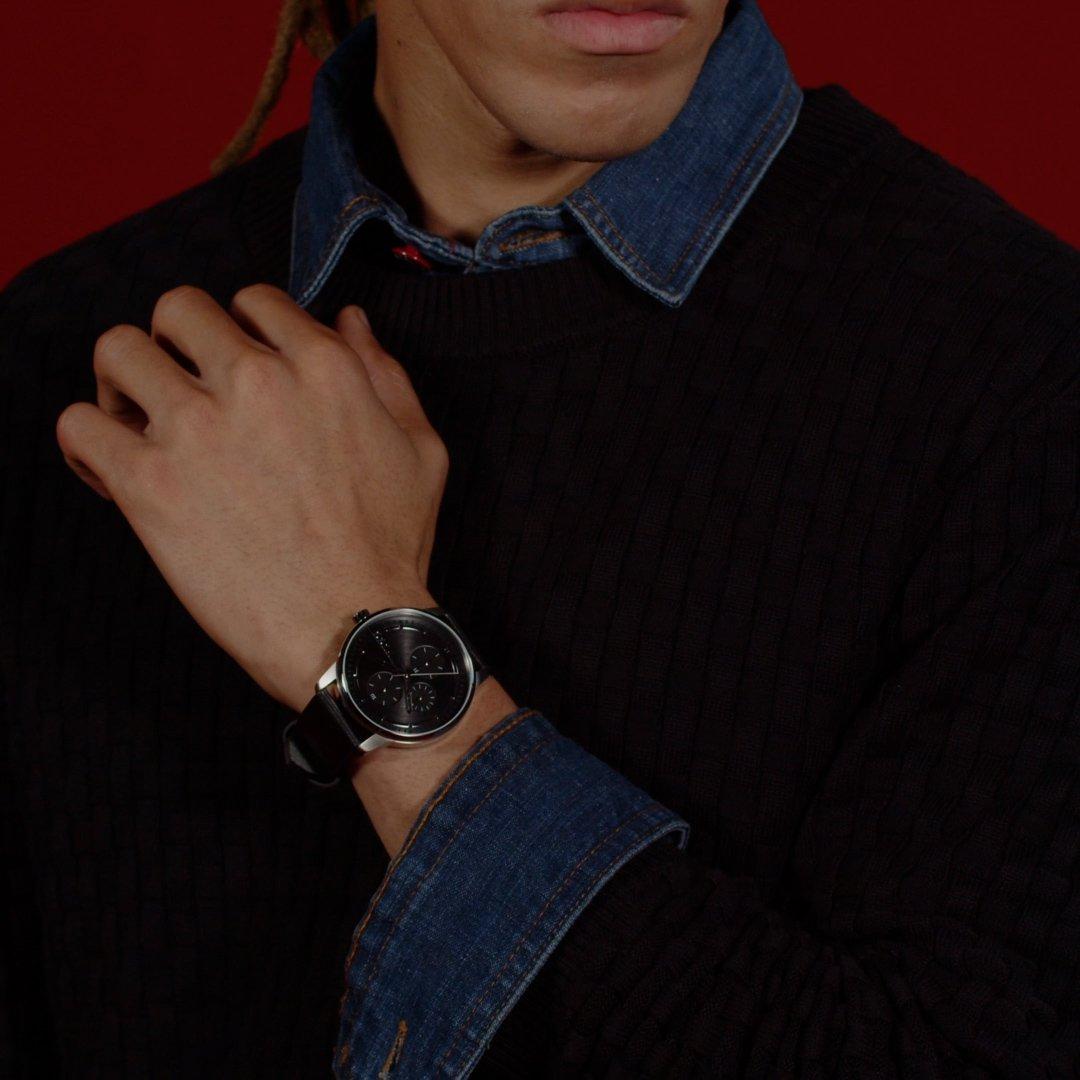 Black - Hugo - HUGO Stamp 44mm Multifunction Watch Mens - 6