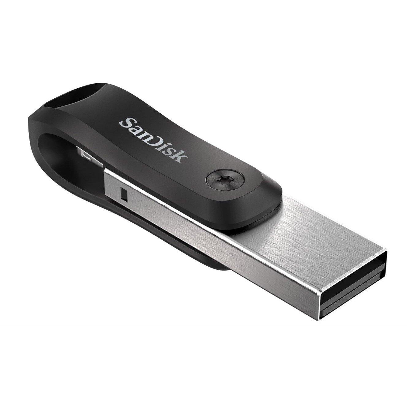 Black - SanDisk - Go Flash Drive 128GB drive for iPhone iPad PC Mac iPhone Lightning & USB 3. connectors - 7