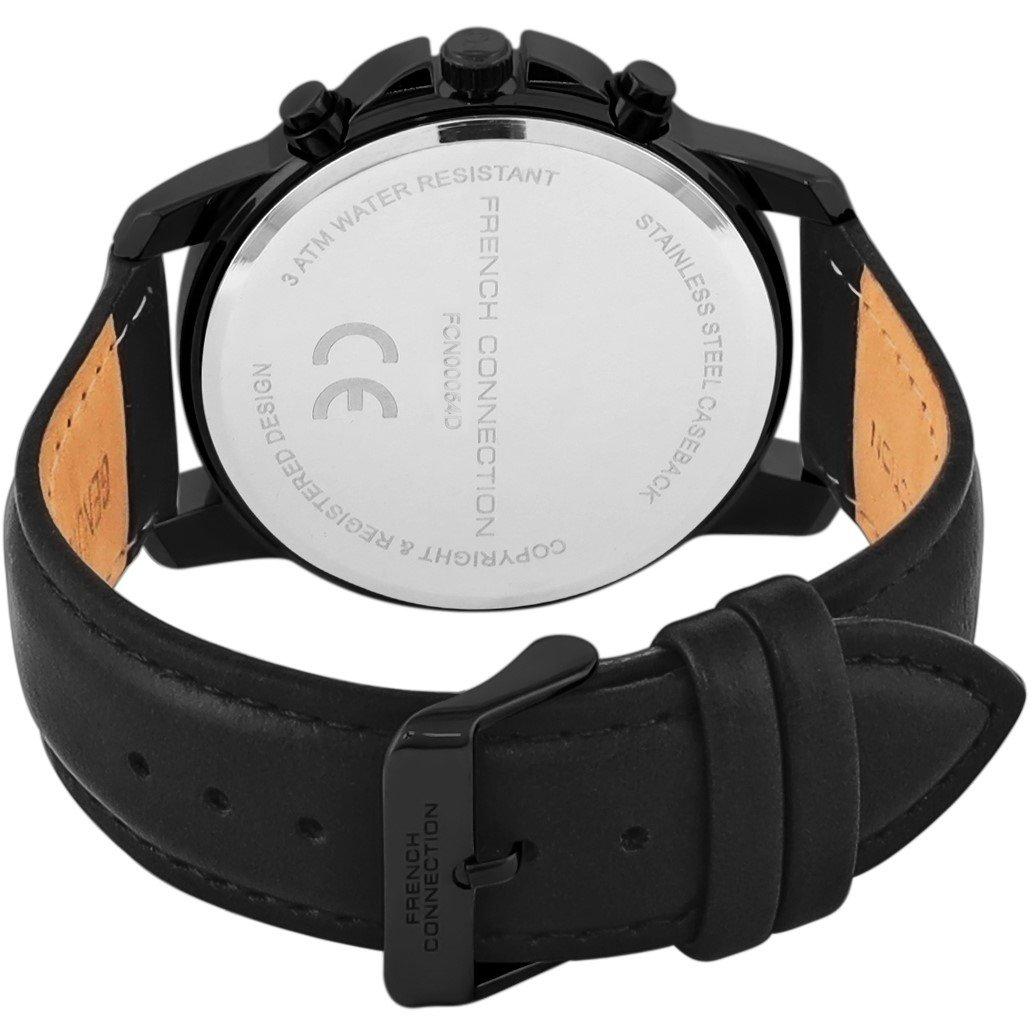 Grey - French Connection - Connection czar GUN Round Analog Watch With Black Strap for Men - 3