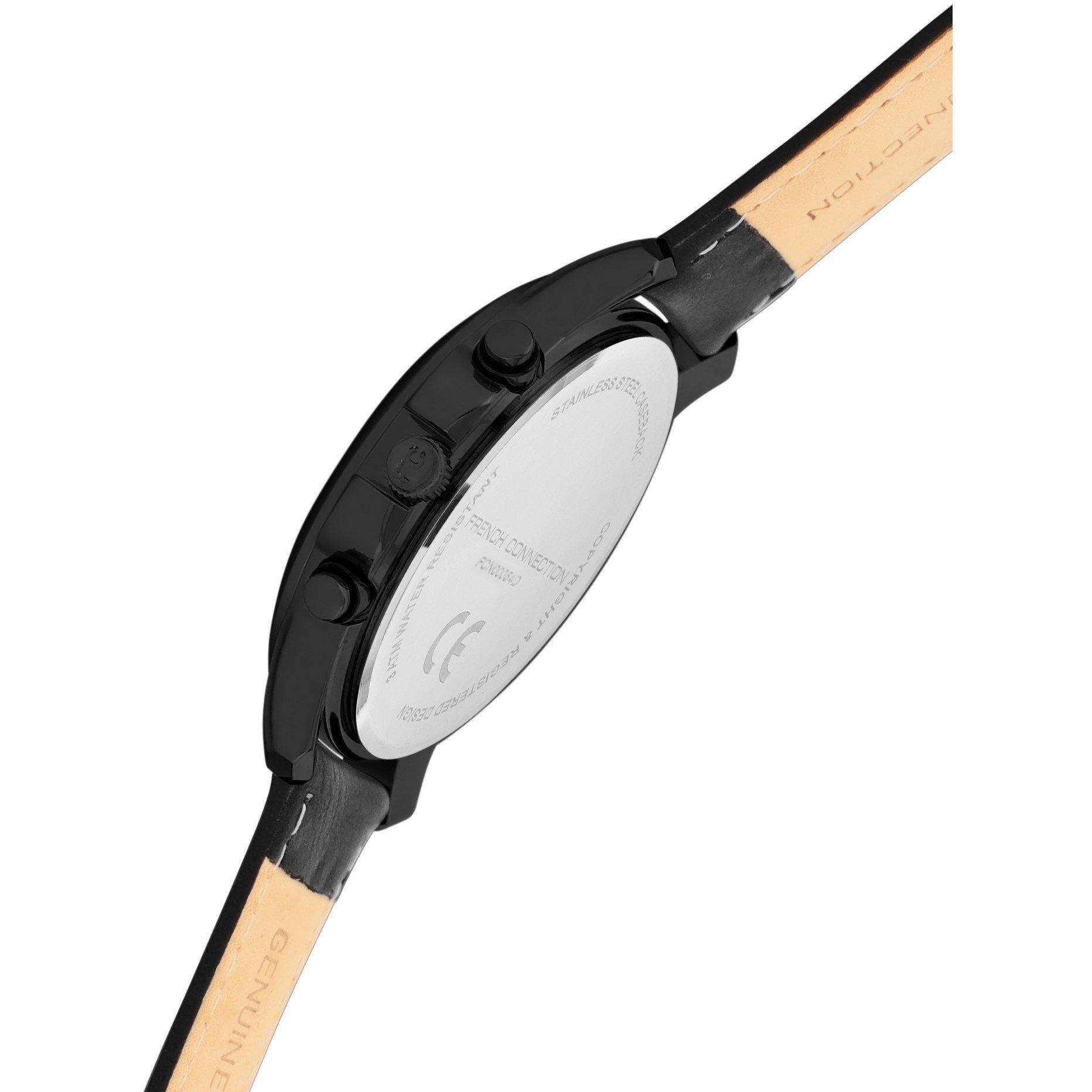 Grey - French Connection - Connection czar GUN Round Analog Watch With Black Strap for Men - 4