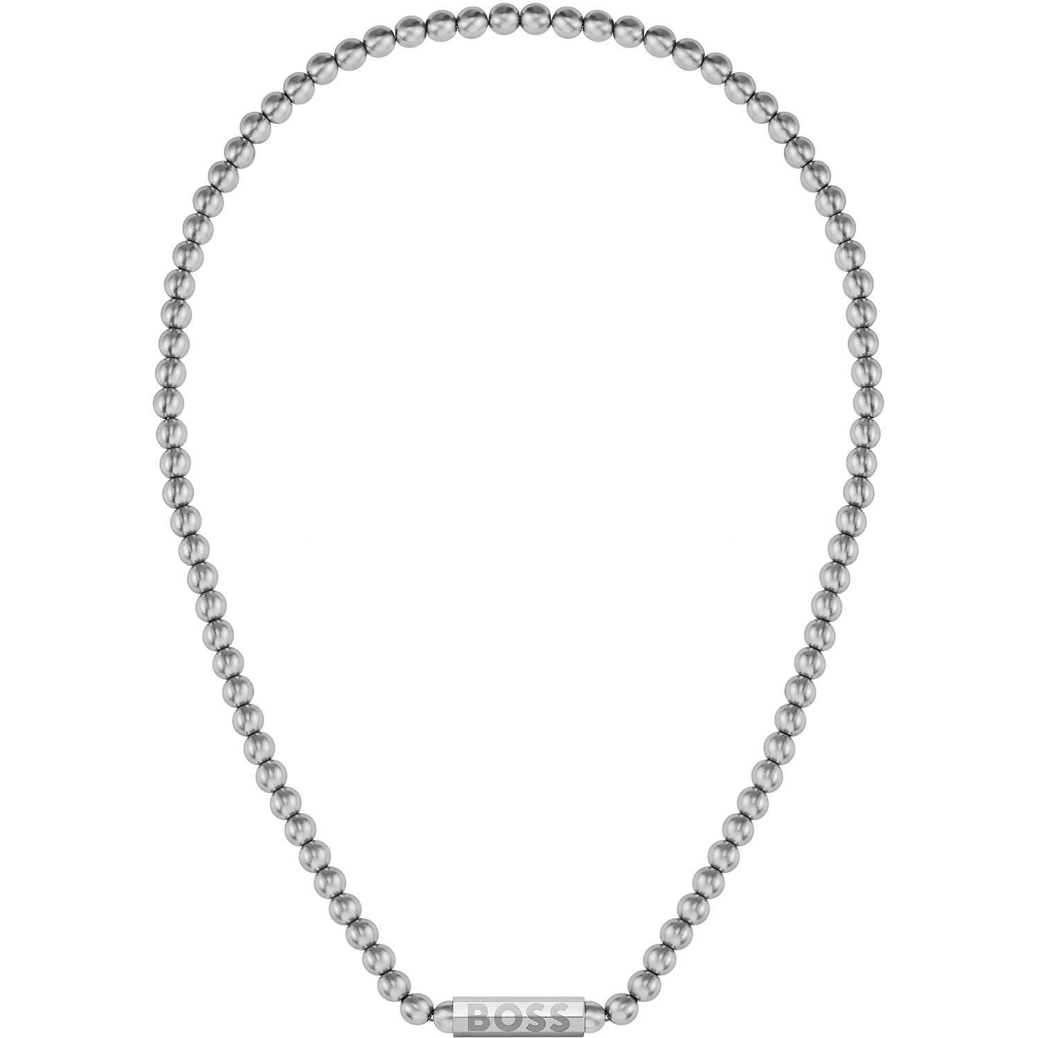 Silver - Boss - Men's Sphere Metal Necklace, Stainless Steel with Magnetic Closure - 1