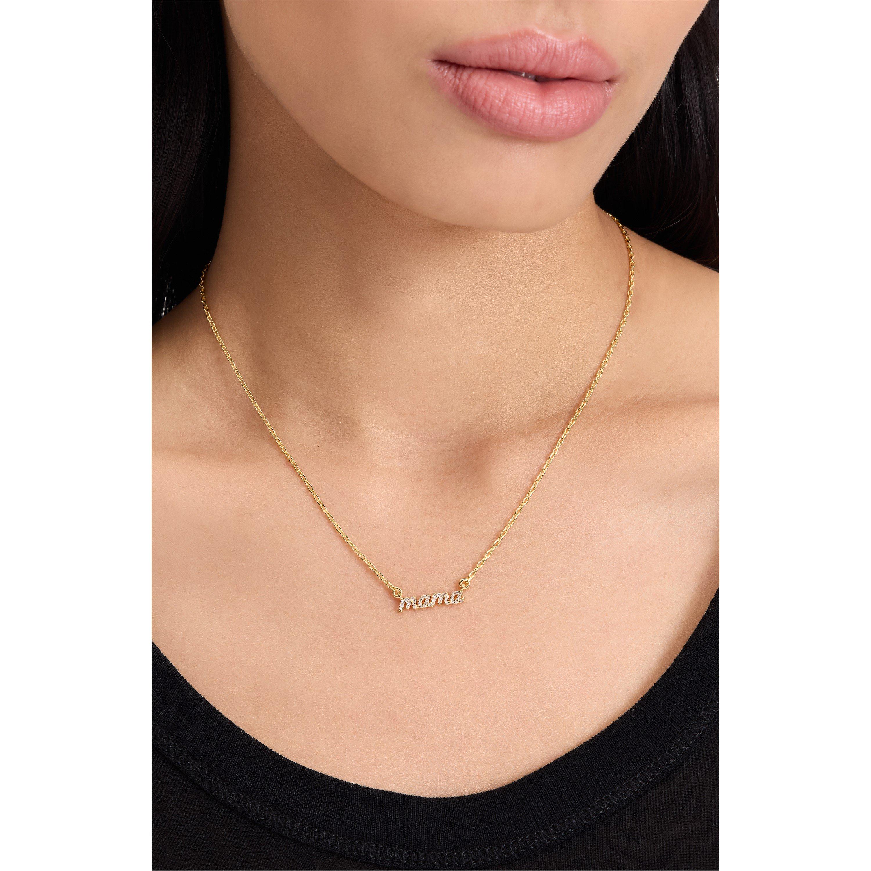 Clear/Gold - Kate Spade - Women's Mama Pendant Necklace - 3