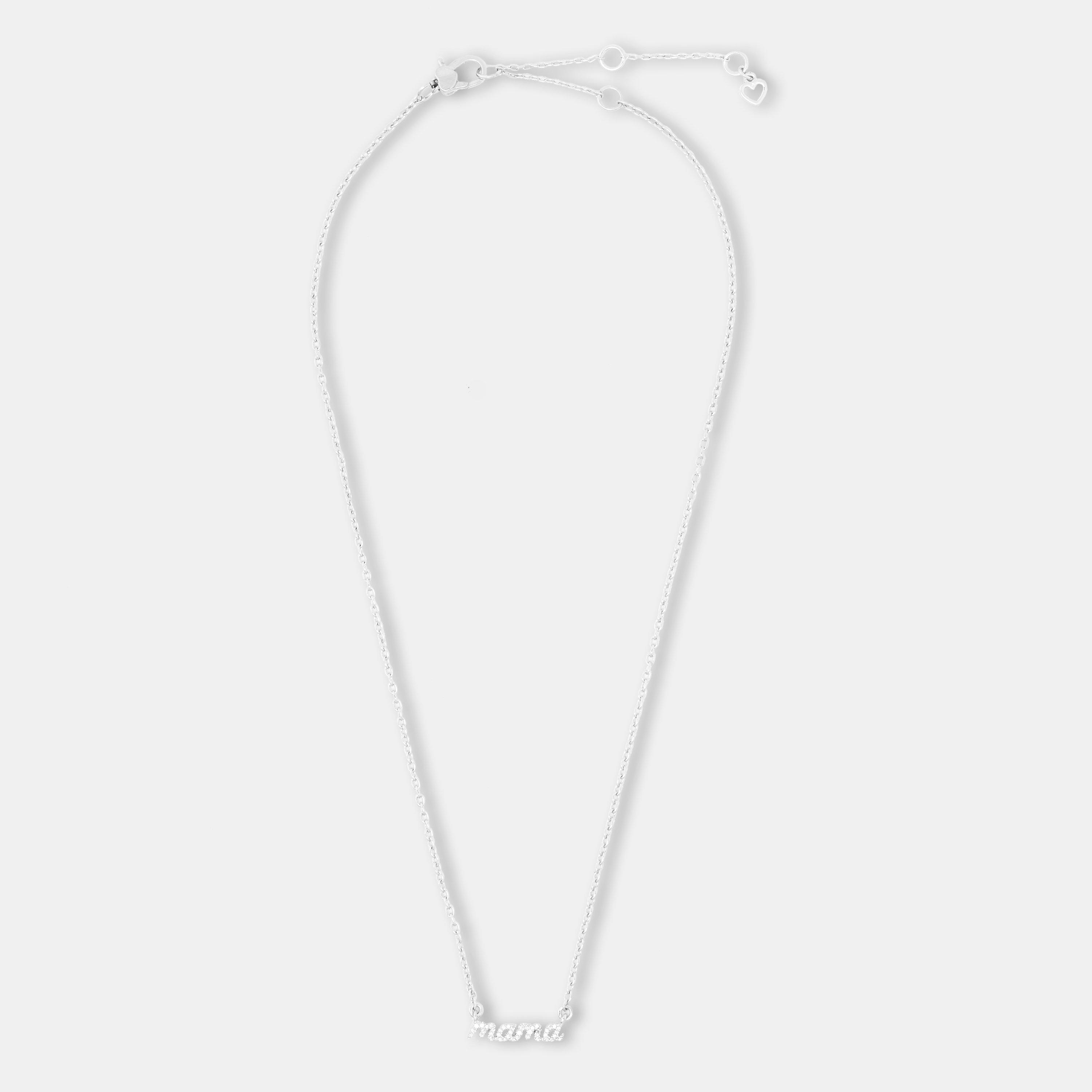 Clear/Silver - Kate Spade - Women's Mama Delicate Chain Pendant Necklace - 2