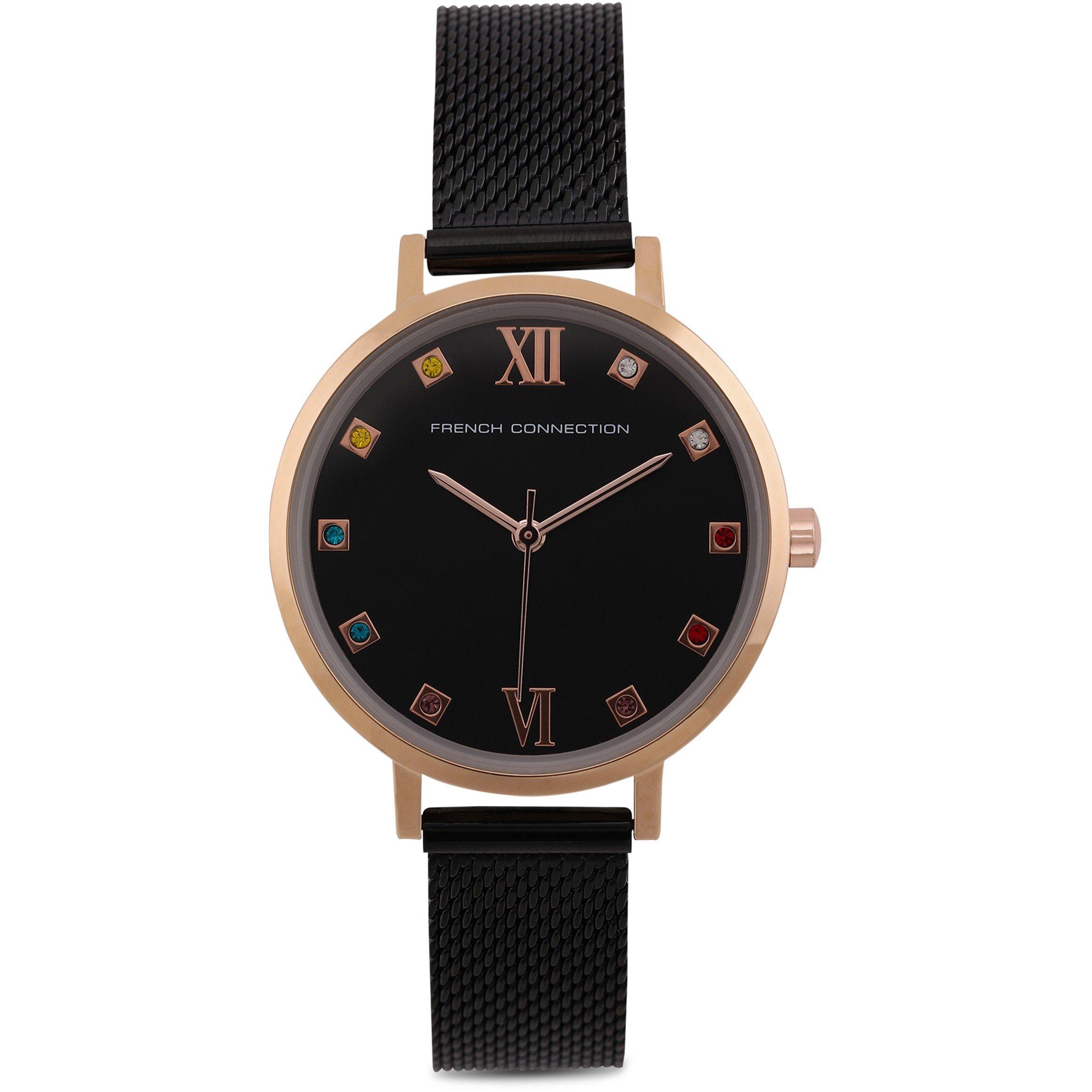 French Connection Connection Grace BLACK Round Analog Watch for Women