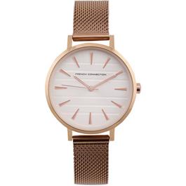 French Connection Connection Sage SILVER Round Analog Watch With Rose Gold Strap for Women