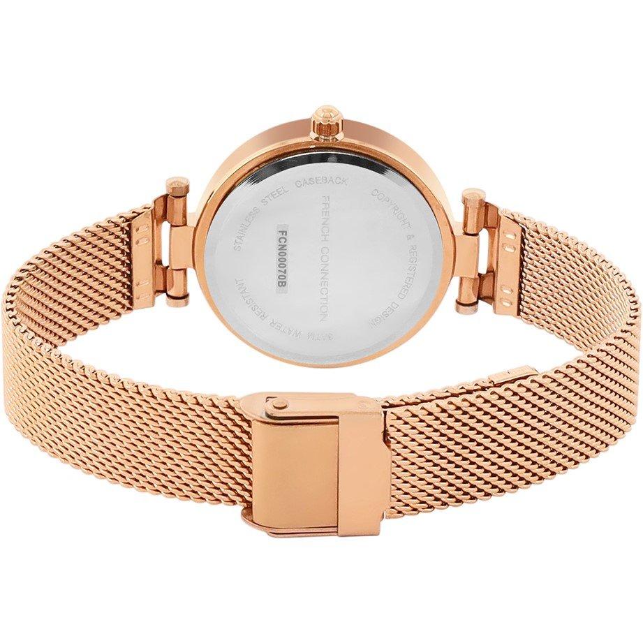 Gold - French Connection - Connection Haven SILVER Round Analog Watch With Rose Gold Strap for Women - 3