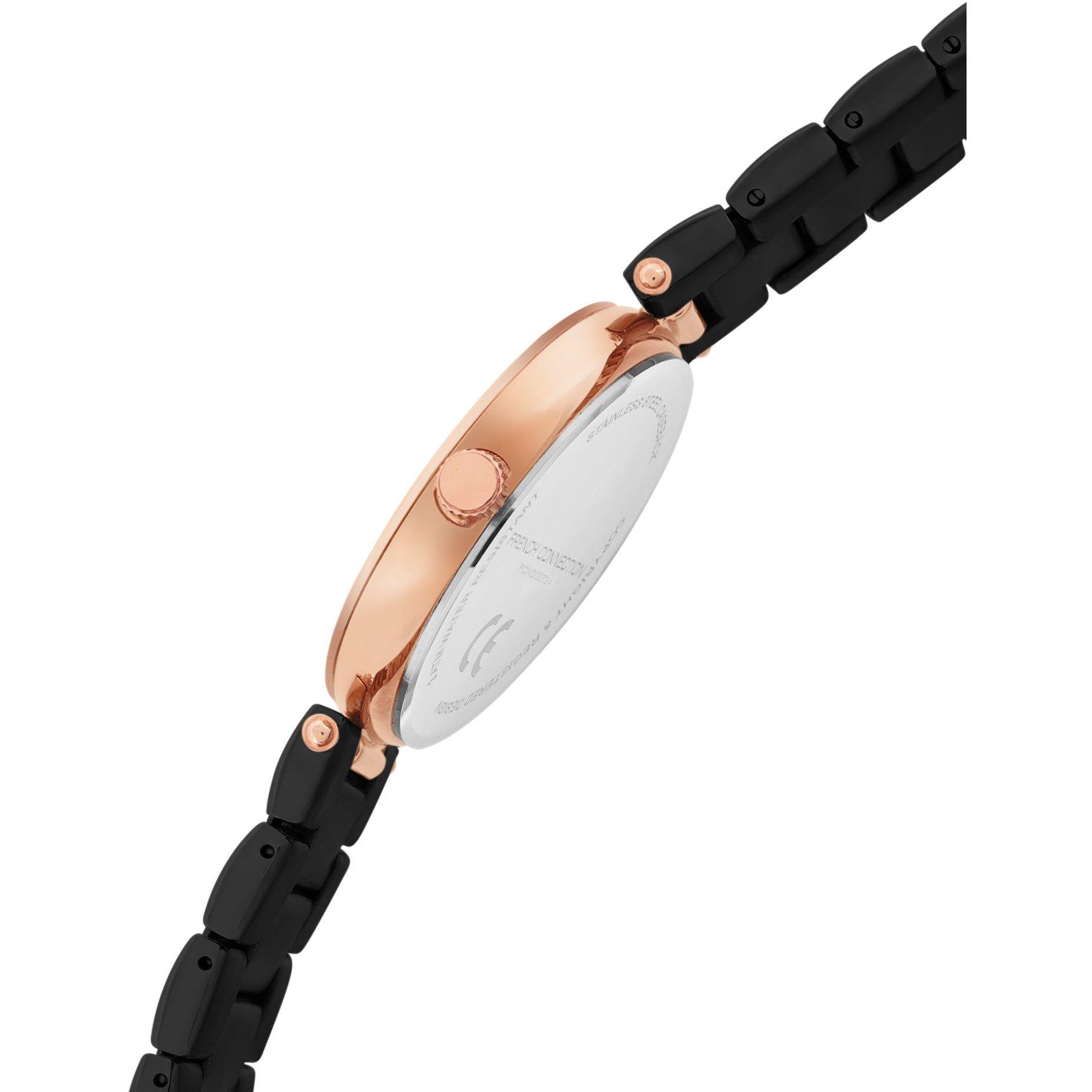 Zwart - French Connection - Connection Colette BLACK Round Analog Watch for Women - 4