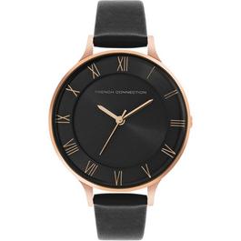 French Connection Connection Amour BLACK Round Analog Watch for Women
